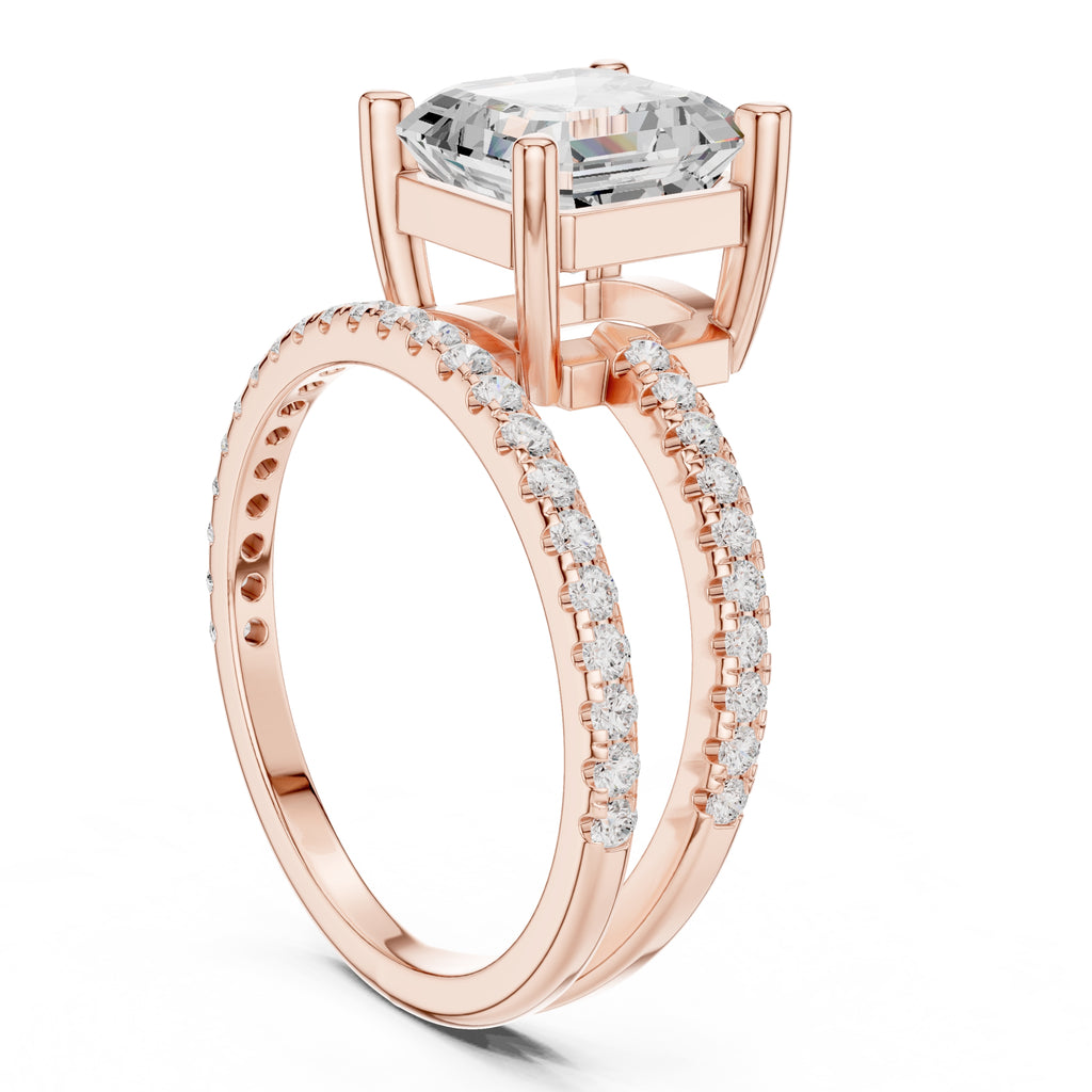 3.00 ct Intertwined Harmony Ring 3ct Rose Gold Asscher