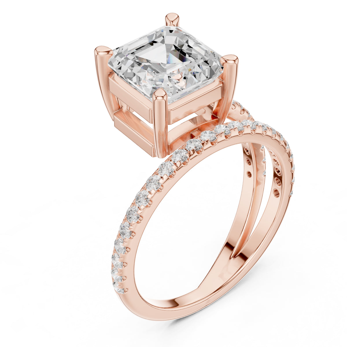 3.00 ct Intertwined Harmony Ring 3ct Rose Gold Asscher
