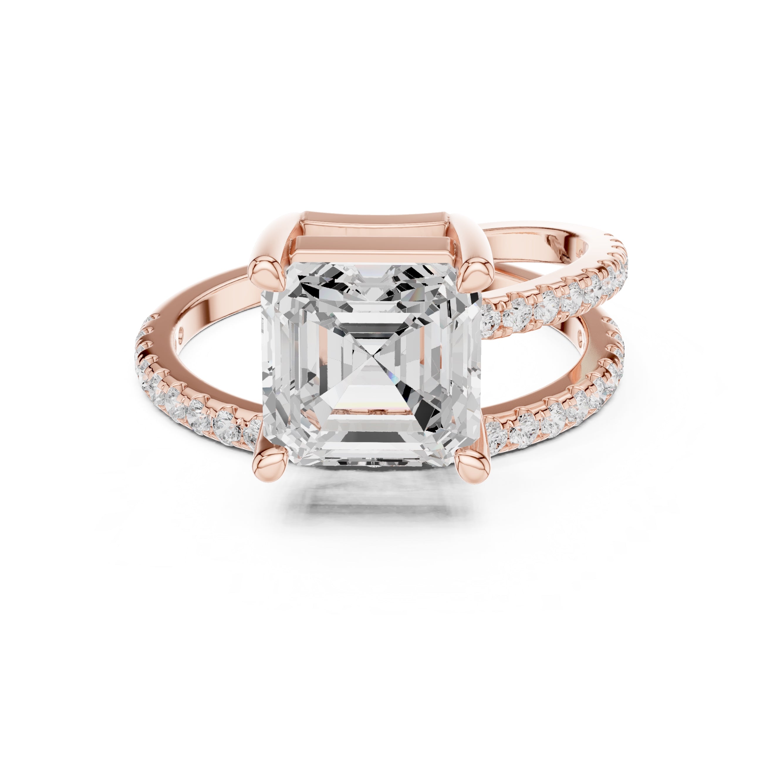 3.00 ct Intertwined Harmony Ring 3ct Rose Gold Asscher