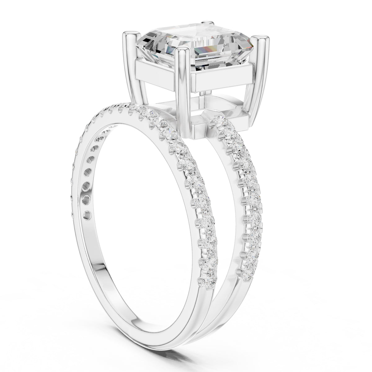 3.00 ct Intertwined Harmony Ring 3ct White Gold Asscher