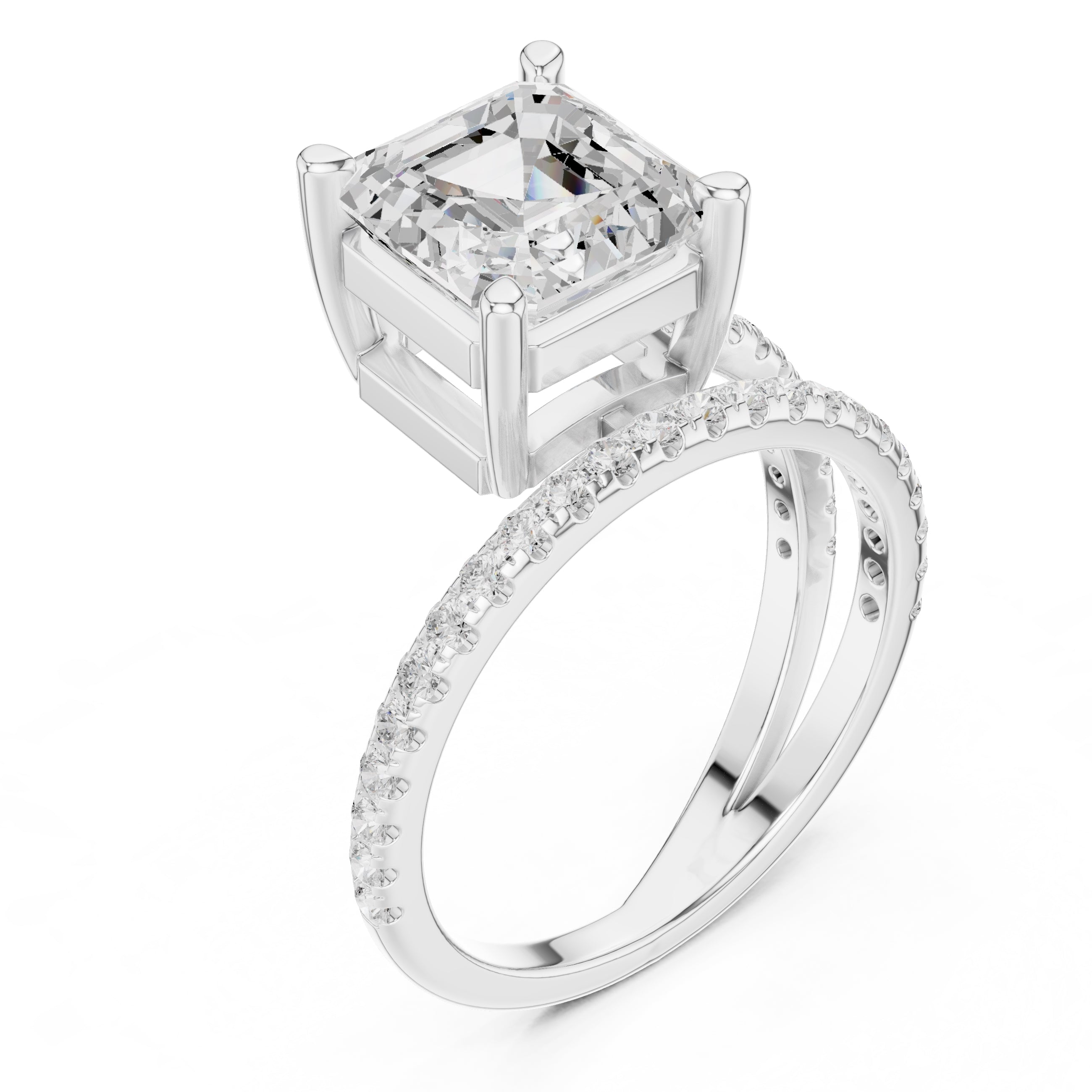 3.00 ct Intertwined Harmony Ring 3ct White Gold Asscher