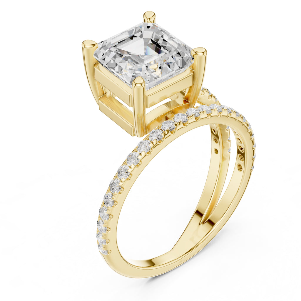 3.00 ct Intertwined Harmony Ring 3ct Yellow Gold Asscher