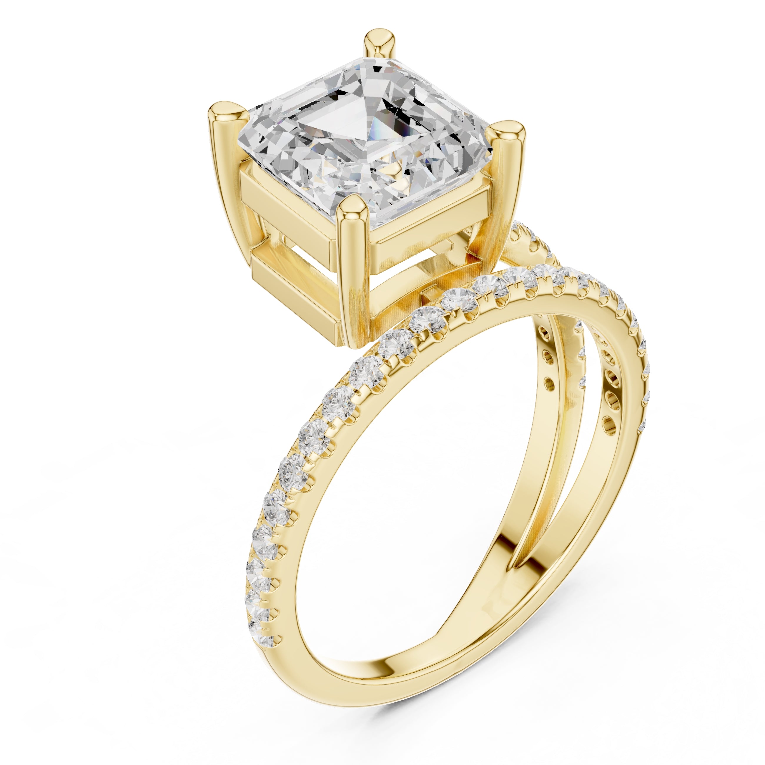 3.00 ct Intertwined Harmony Ring 3ct Yellow Gold Asscher