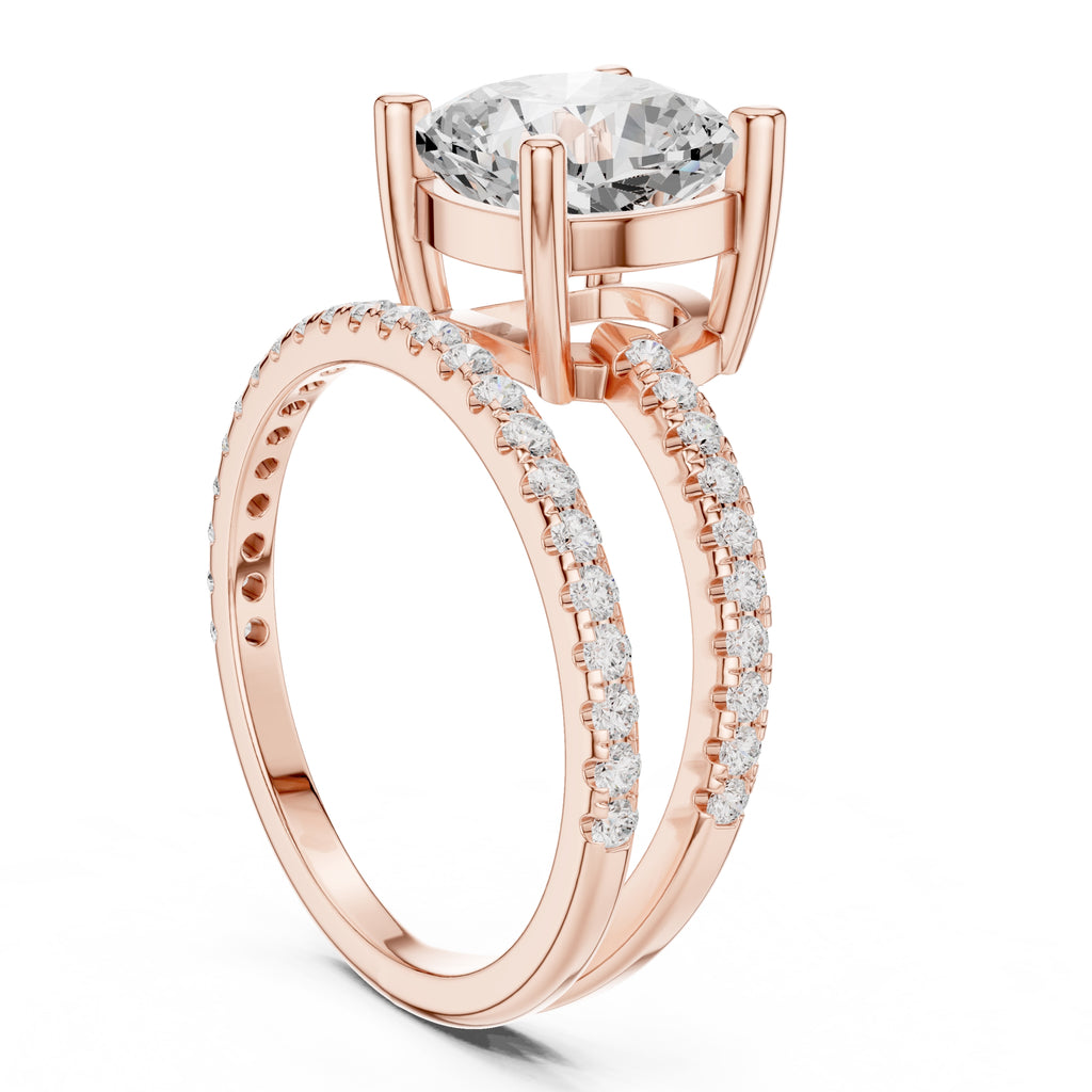 3.00 ct Intertwined Harmony Ring 3ct Rose Gold Cushion