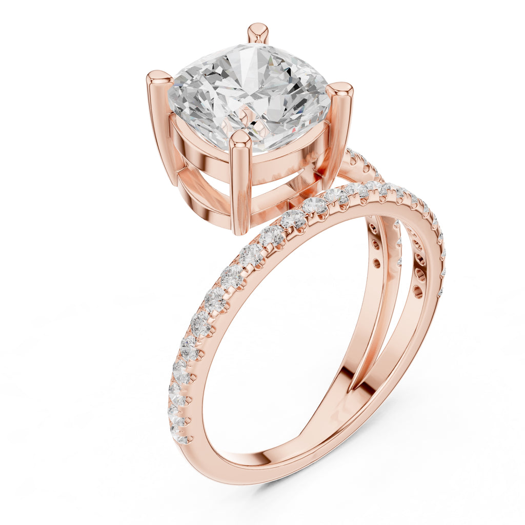 3.00 ct Intertwined Harmony Ring 3ct Rose Gold Cushion