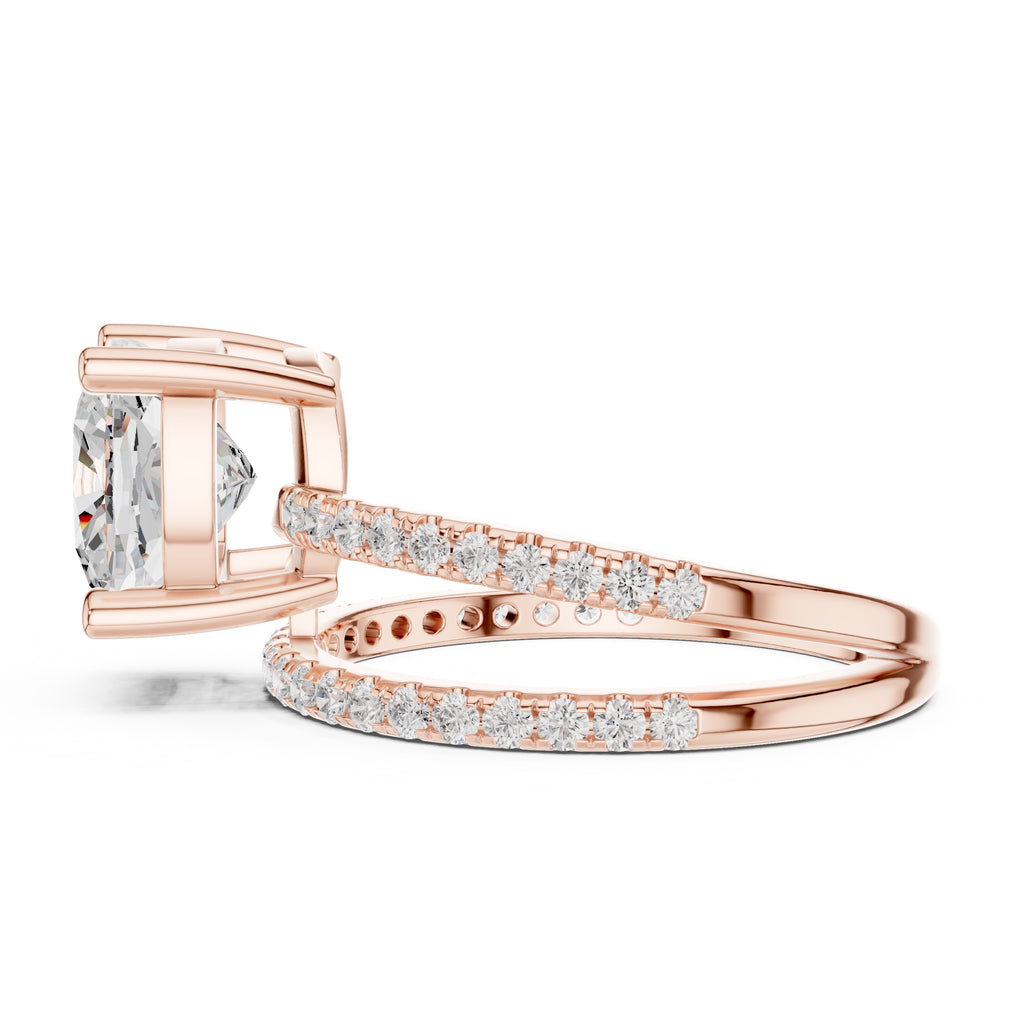 3.00 ct Intertwined Harmony Ring 3ct Rose Gold Cushion