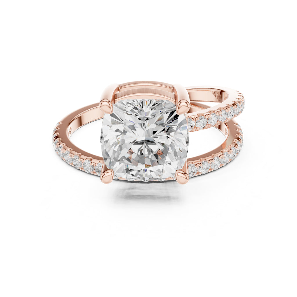 3.00 ct Intertwined Harmony Ring 3ct Rose Gold Cushion