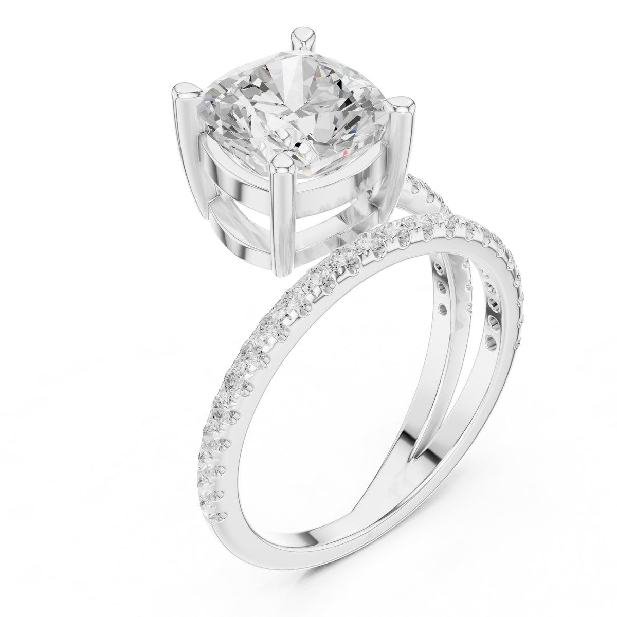 3.00 ct Intertwined Harmony Ring 3ct White Gold Cushion