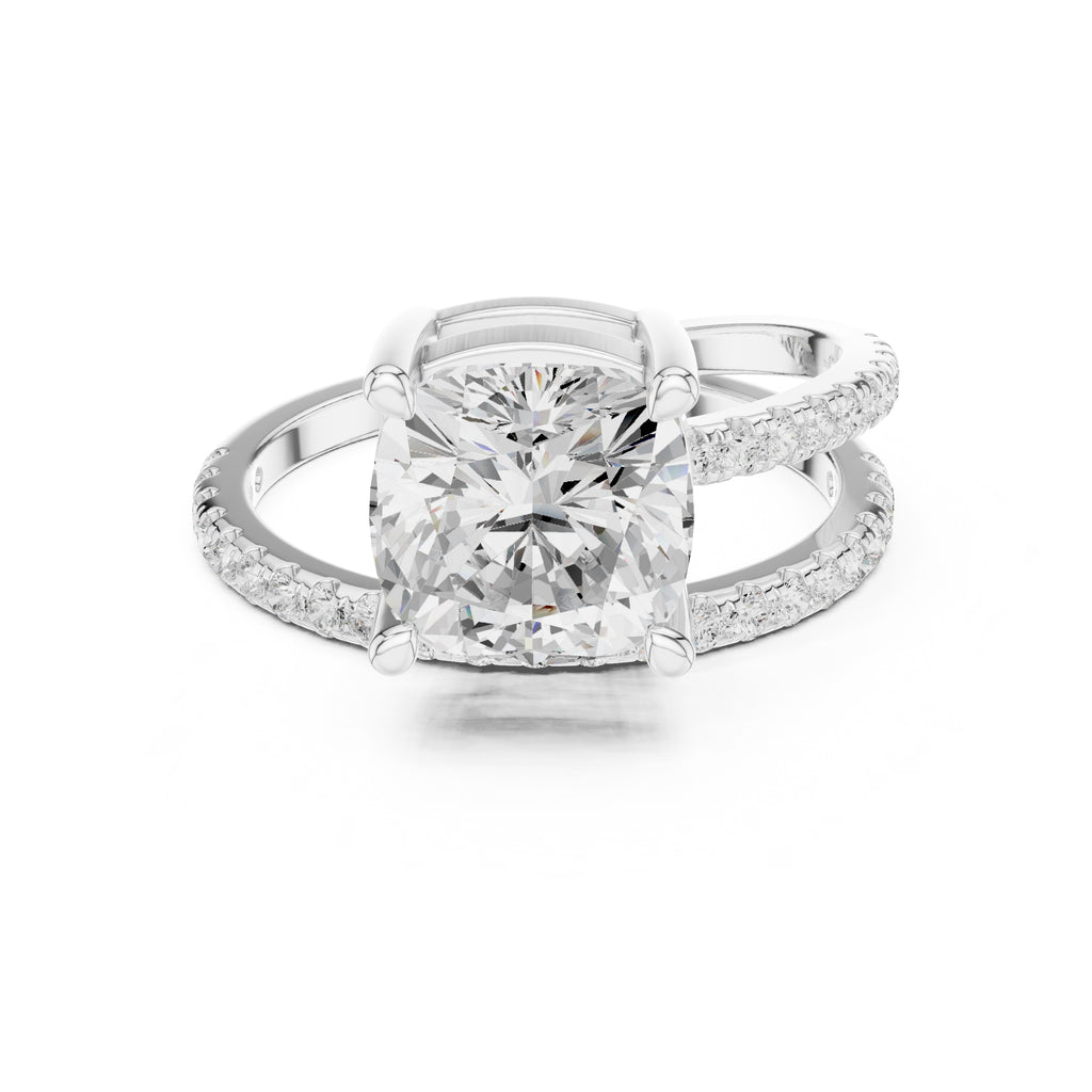3.00 ct Intertwined Harmony Ring 3ct White Gold Cushion