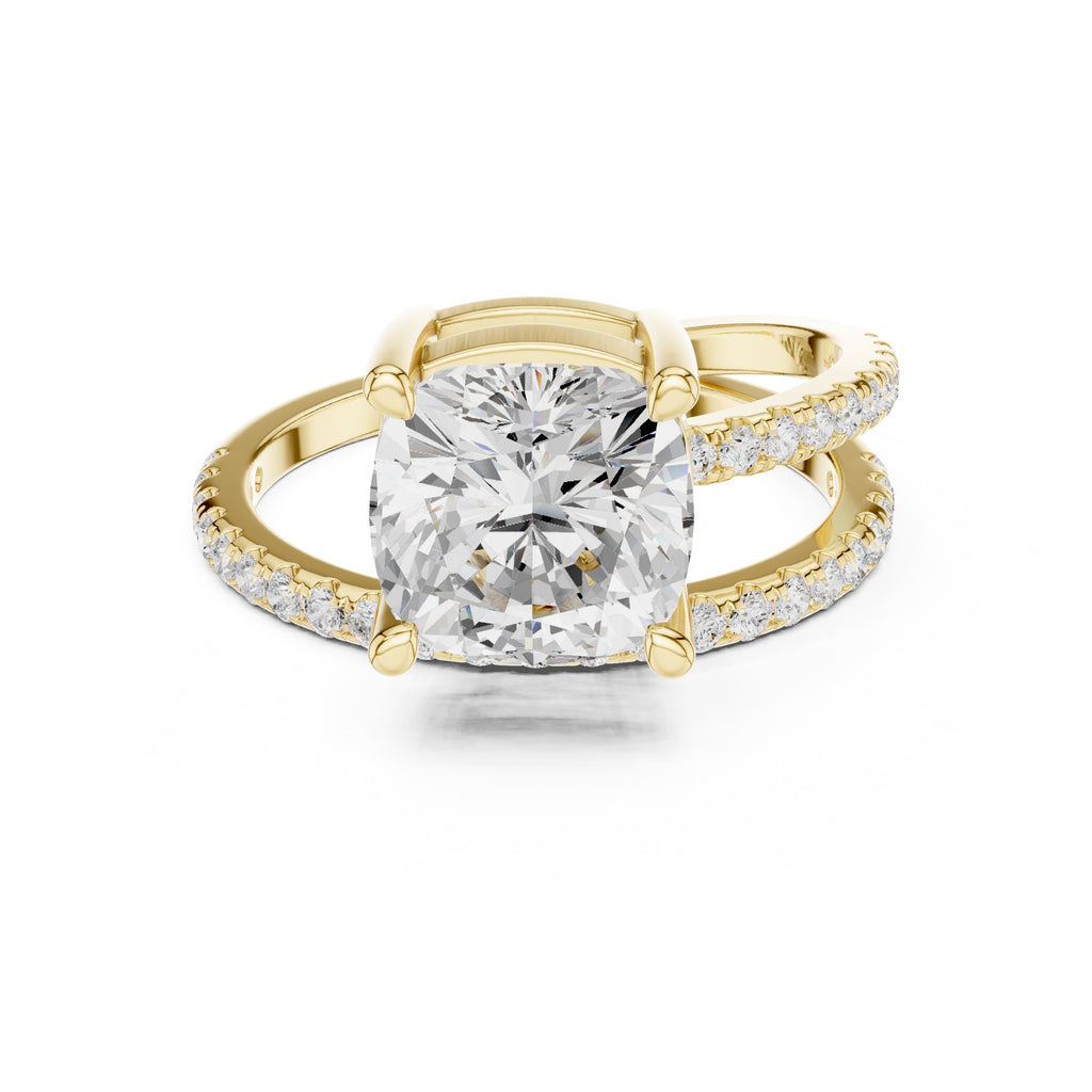 3.00 ct Intertwined Harmony Ring 3ct Yellow Gold Cushion