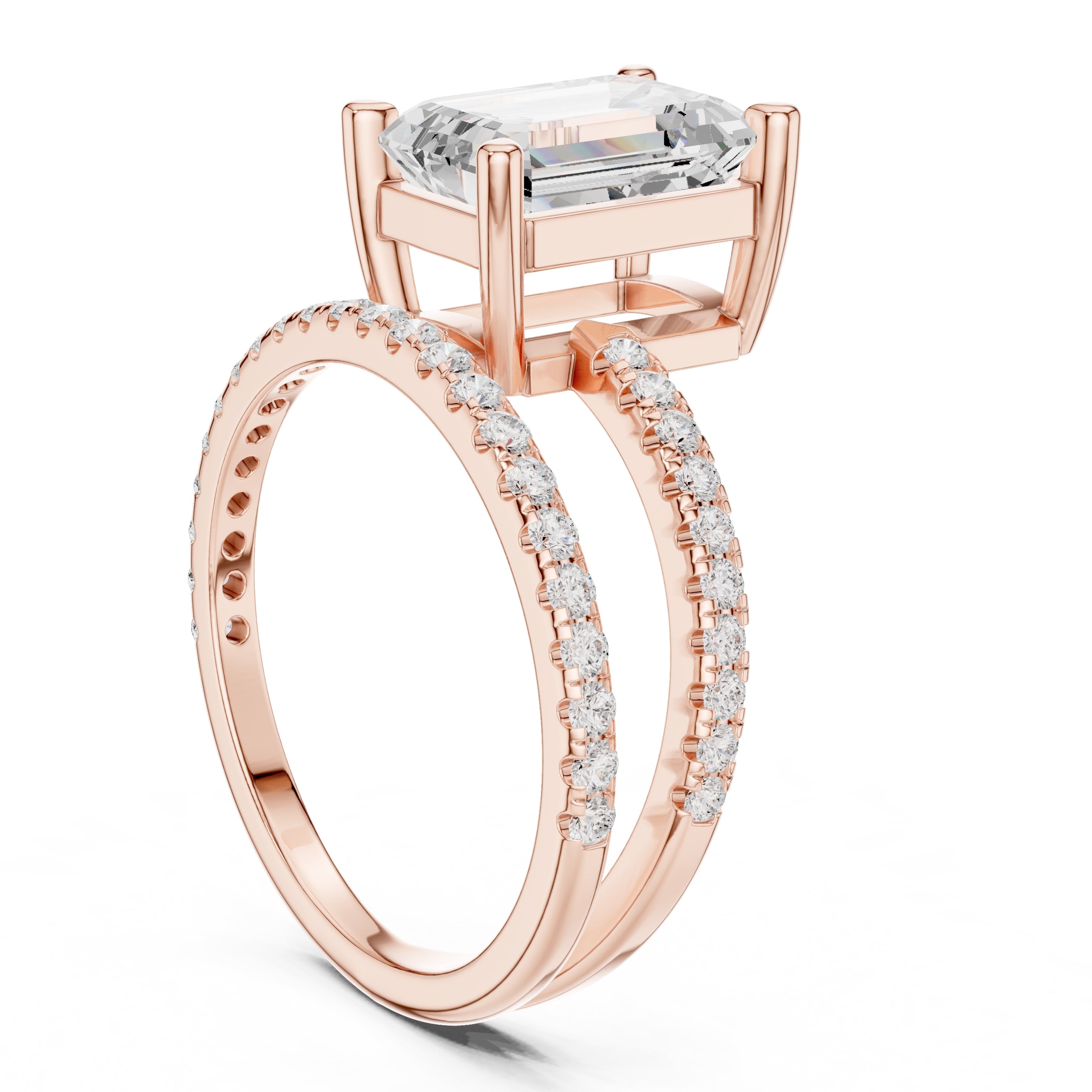 3.00 ct Intertwined Harmony Ring 3ct Rose Gold Emerald