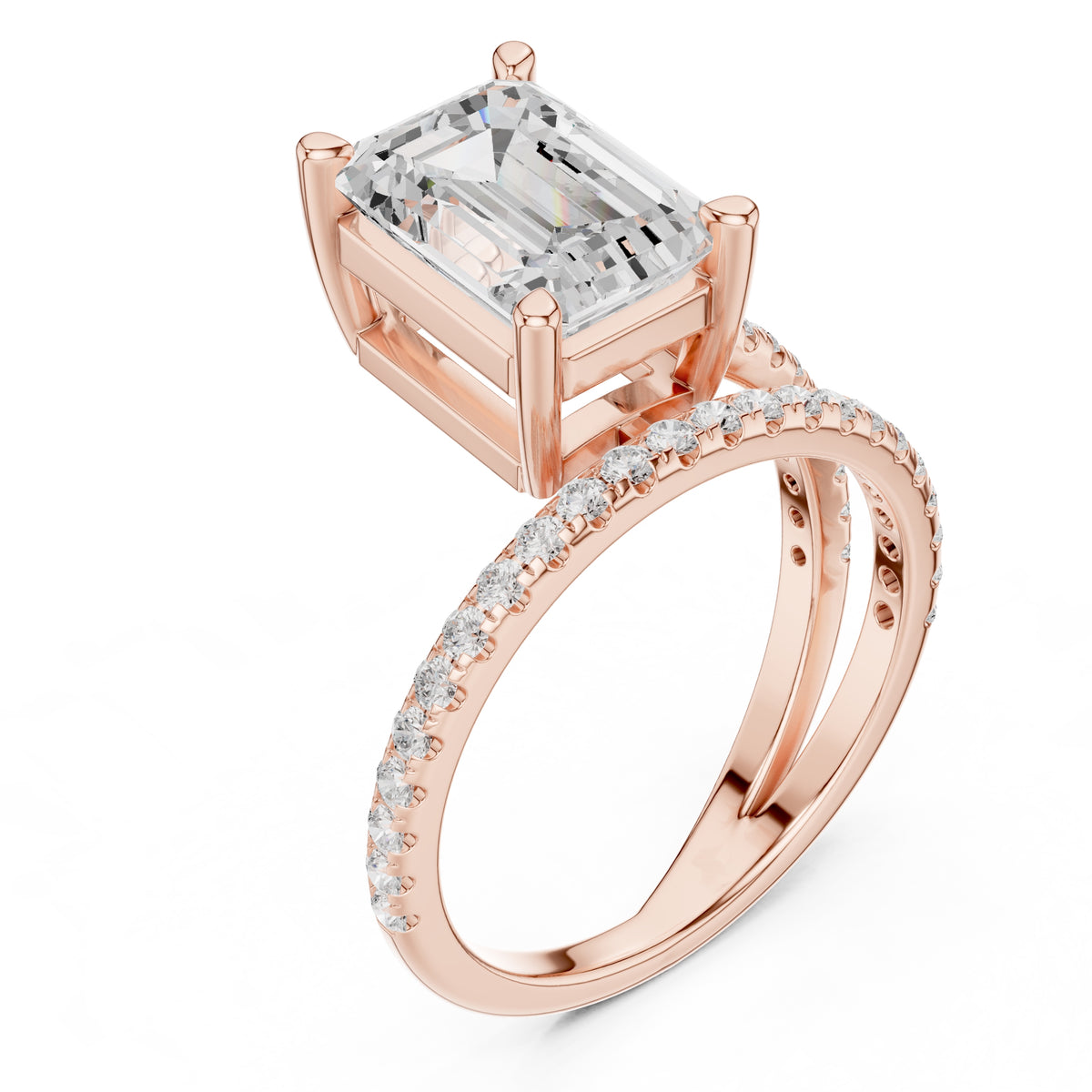 3.00 ct Intertwined Harmony Ring 3ct Rose Gold Emerald