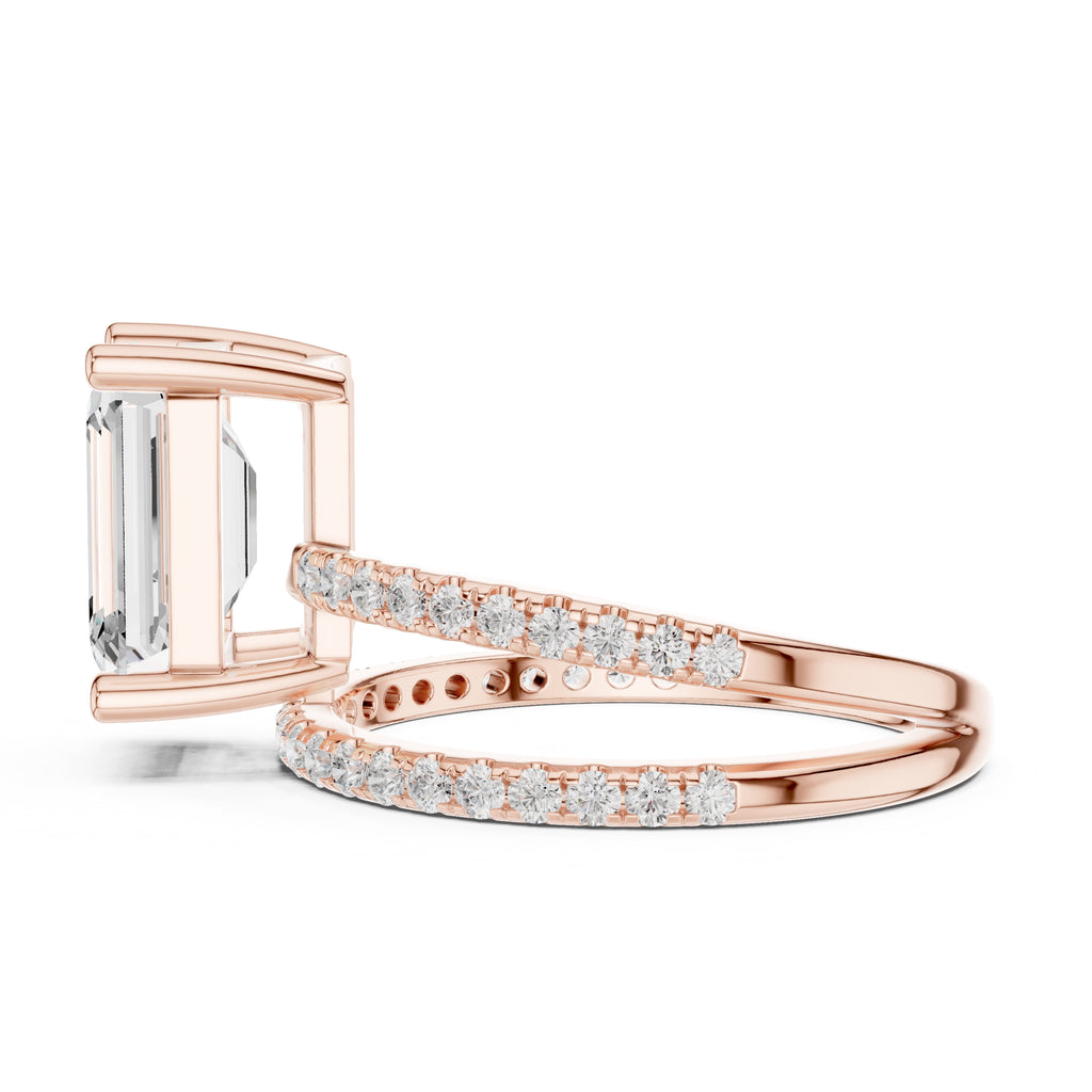 3.00 ct Intertwined Harmony Ring 3ct Rose Gold Emerald