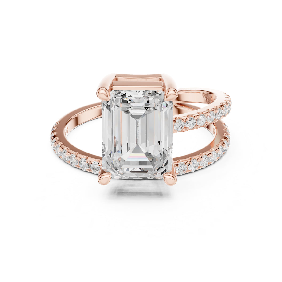 3.00 ct Intertwined Harmony Ring 3ct Rose Gold Emerald