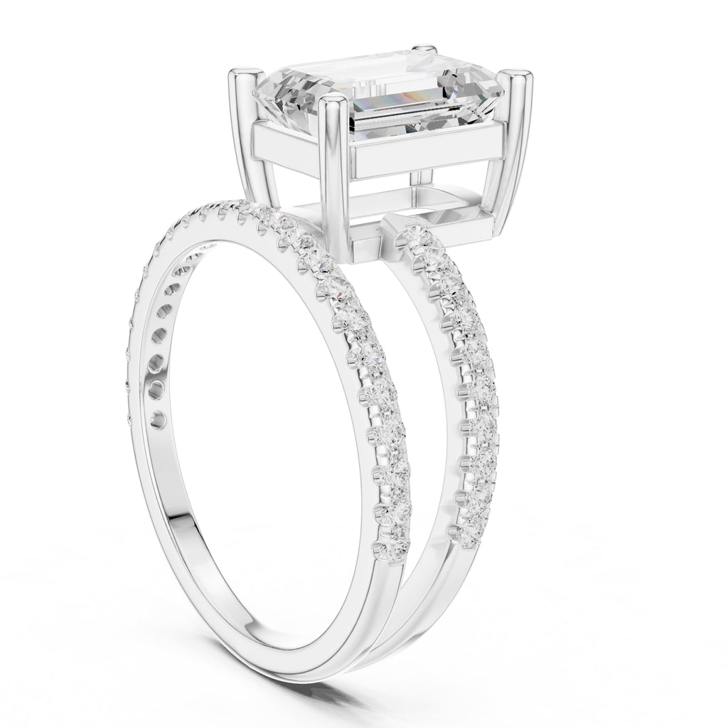 3.00 ct Intertwined Harmony Ring 3ct White Gold Emerald