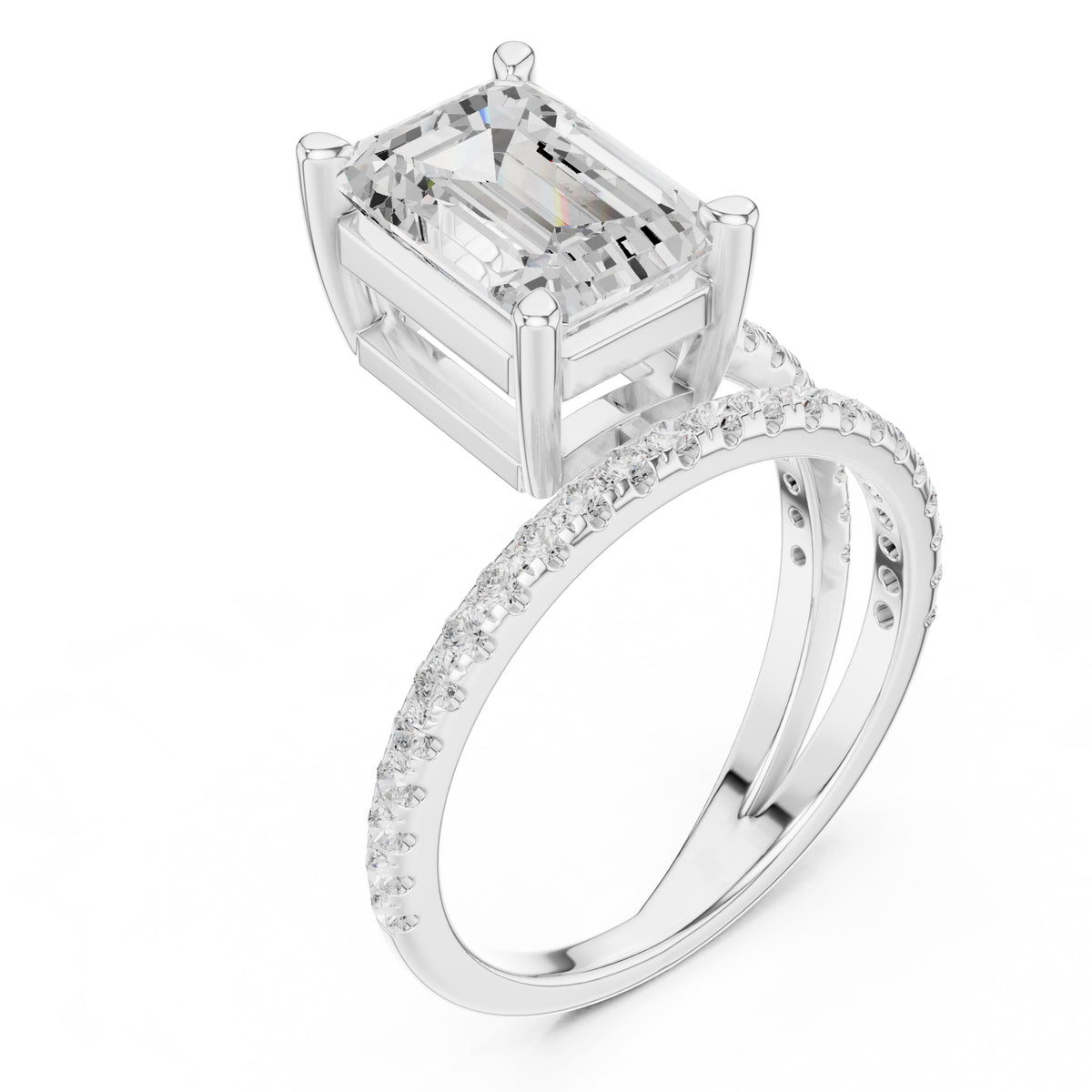 3.00 ct Intertwined Harmony Ring 3ct White Gold Emerald