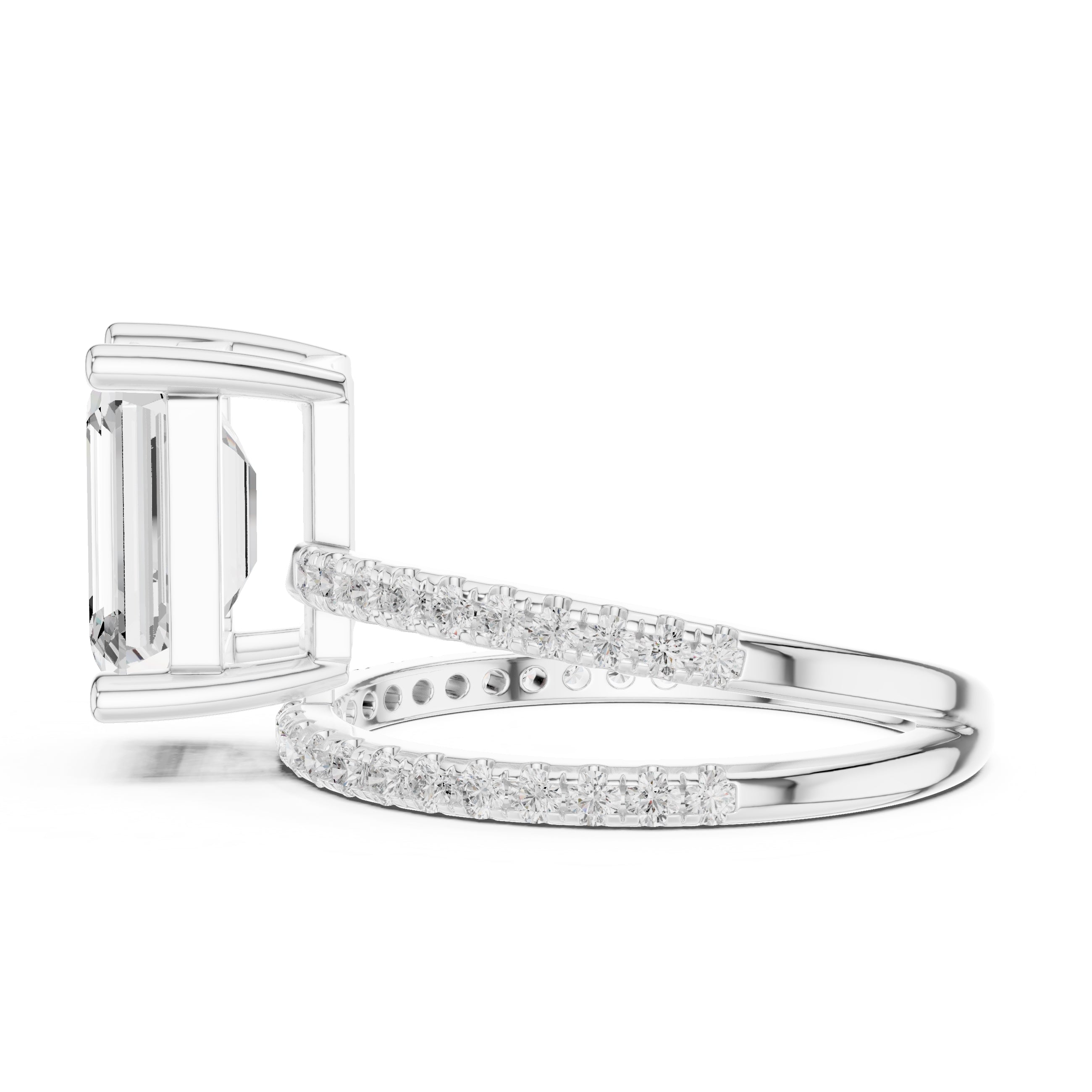 3.00 ct Intertwined Harmony Ring 3ct White Gold Emerald