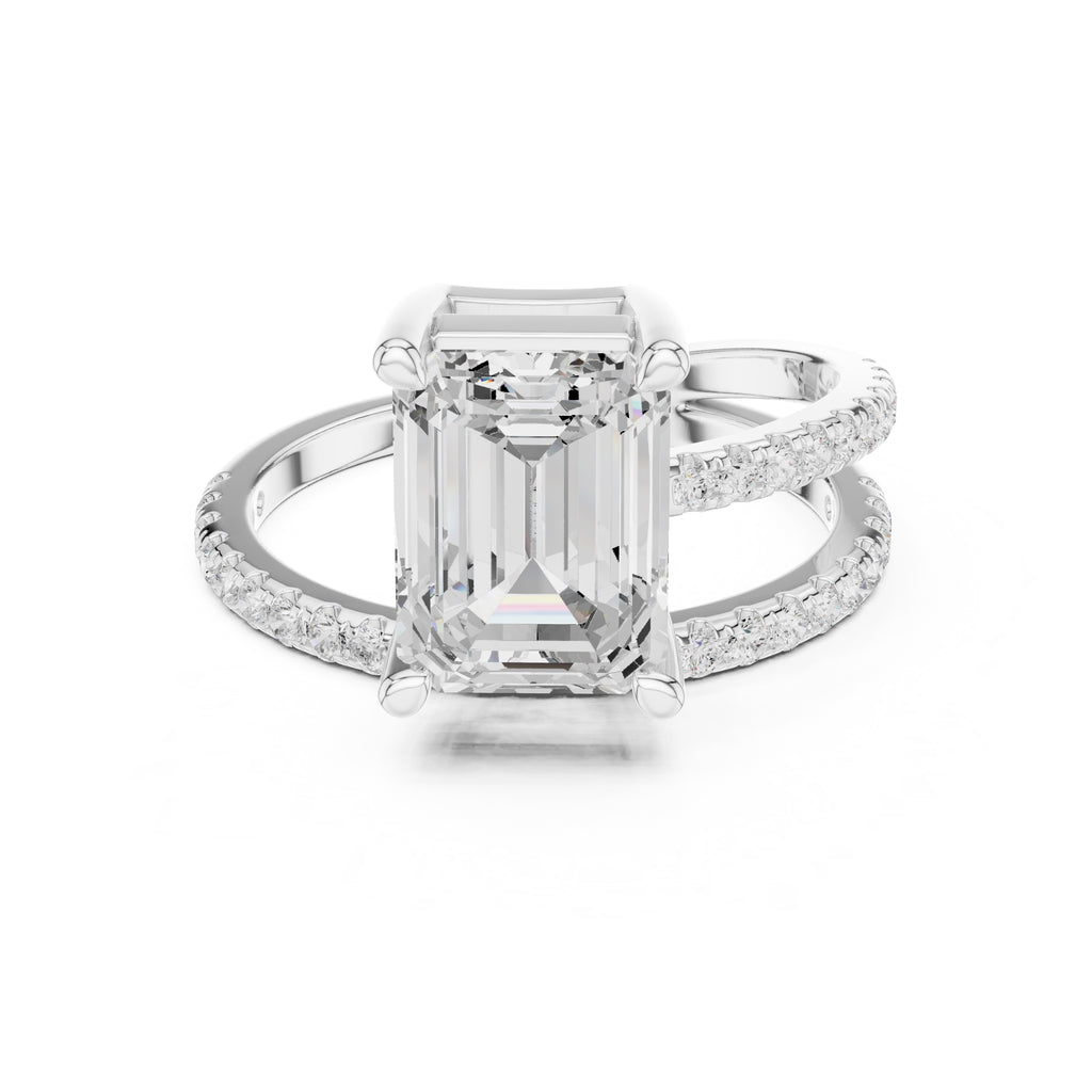 3.00 ct Intertwined Harmony Ring 3ct White Gold Emerald