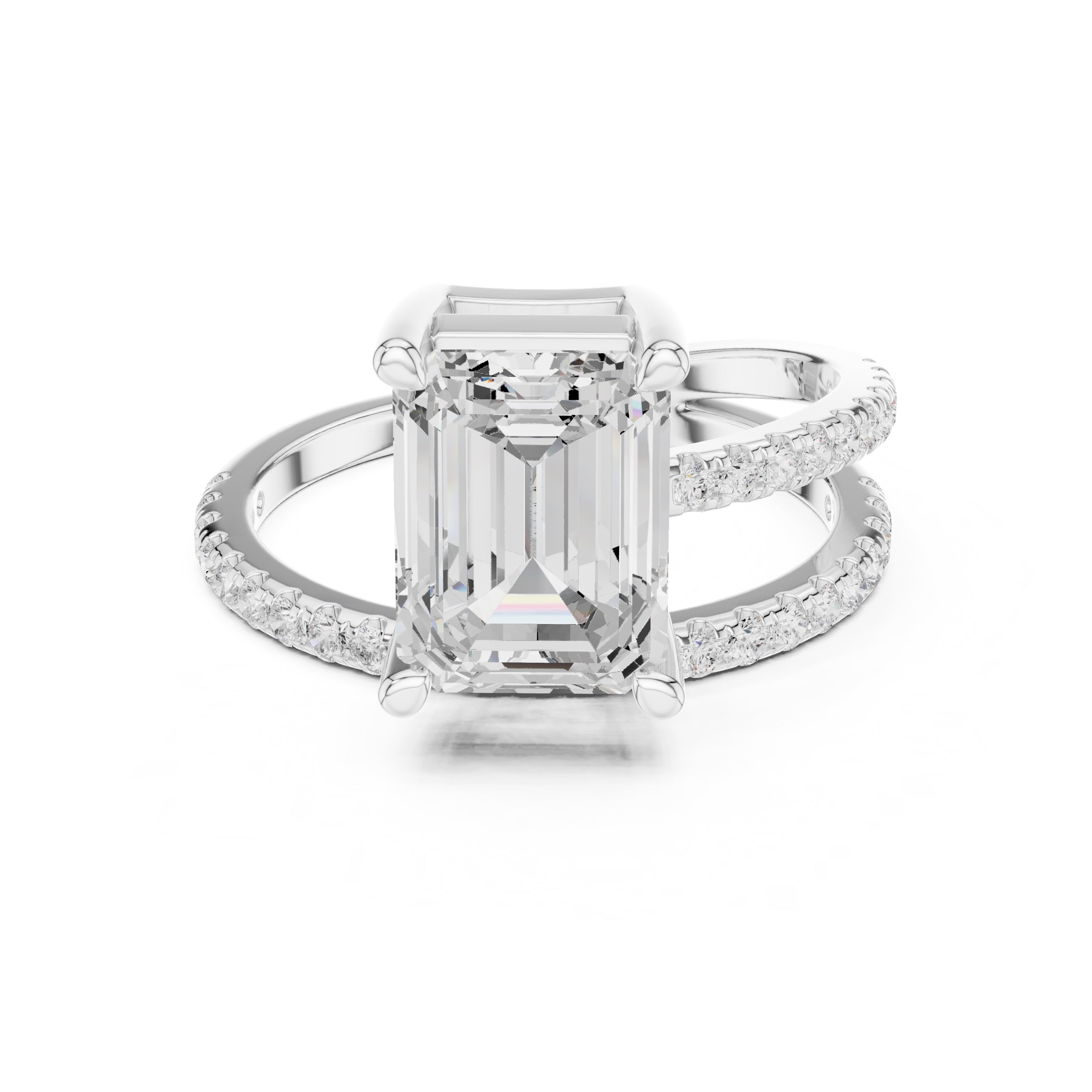 3.00 ct Intertwined Harmony Ring 3ct White Gold Emerald