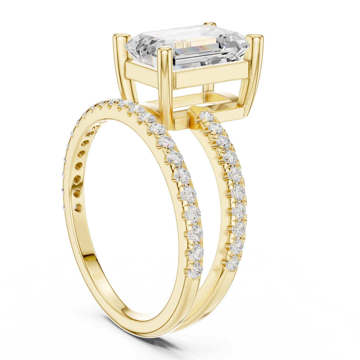 3.00 ct Intertwined Harmony Ring 3ct Yellow Gold Emerald