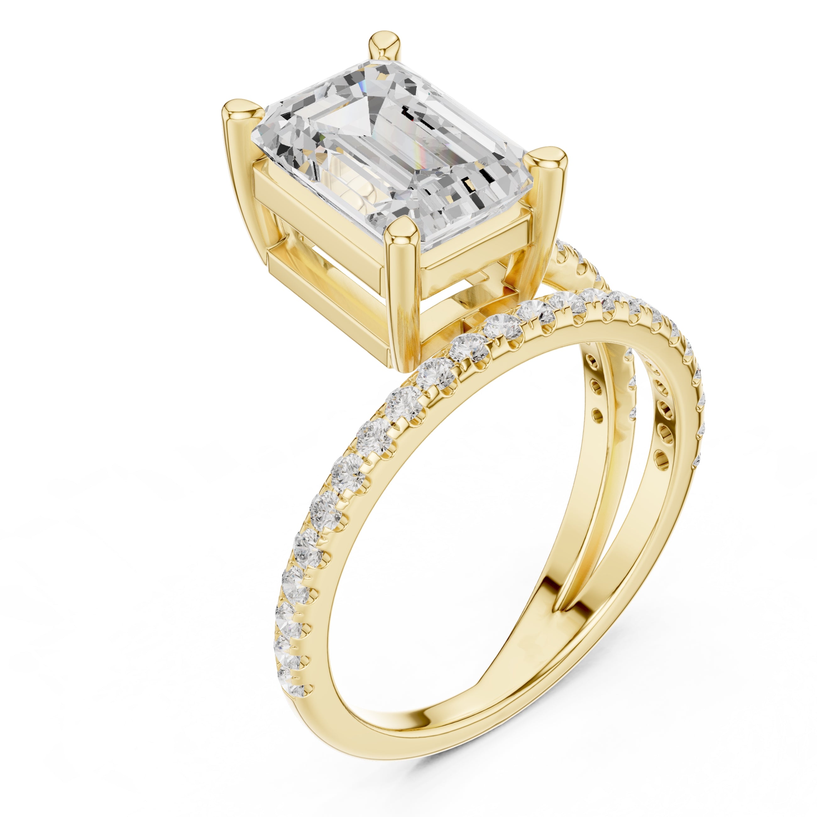3.00 ct Intertwined Harmony Ring 3ct Yellow Gold Emerald