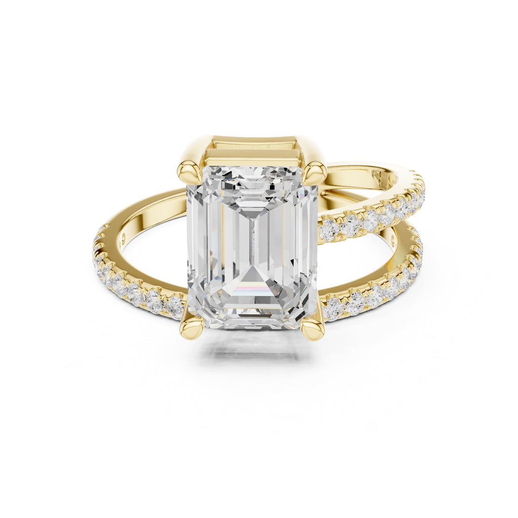 3.00 ct Intertwined Harmony Ring 3ct Yellow Gold Emerald