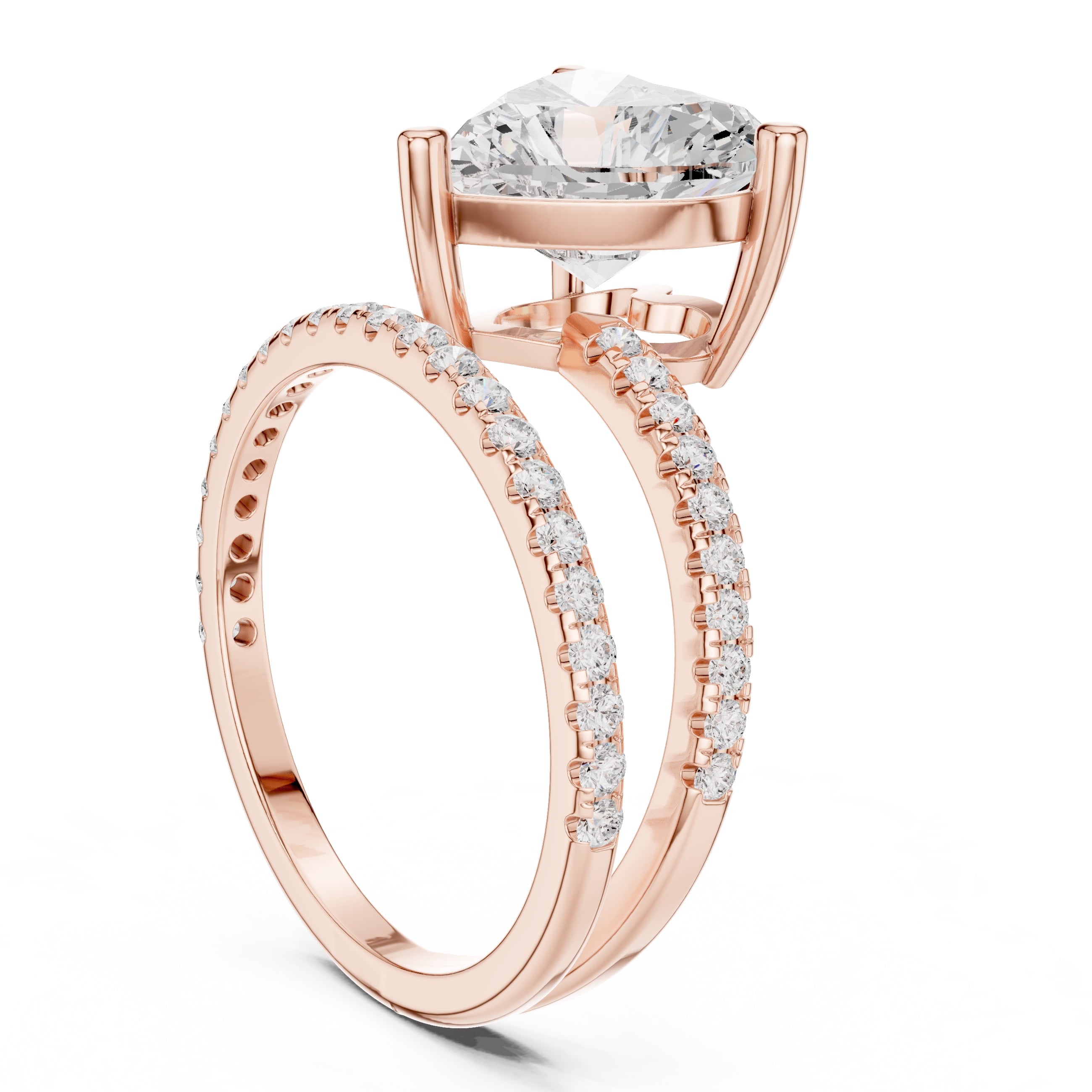 3.00 ct Intertwined Harmony Ring 3ct Rose Gold Heart