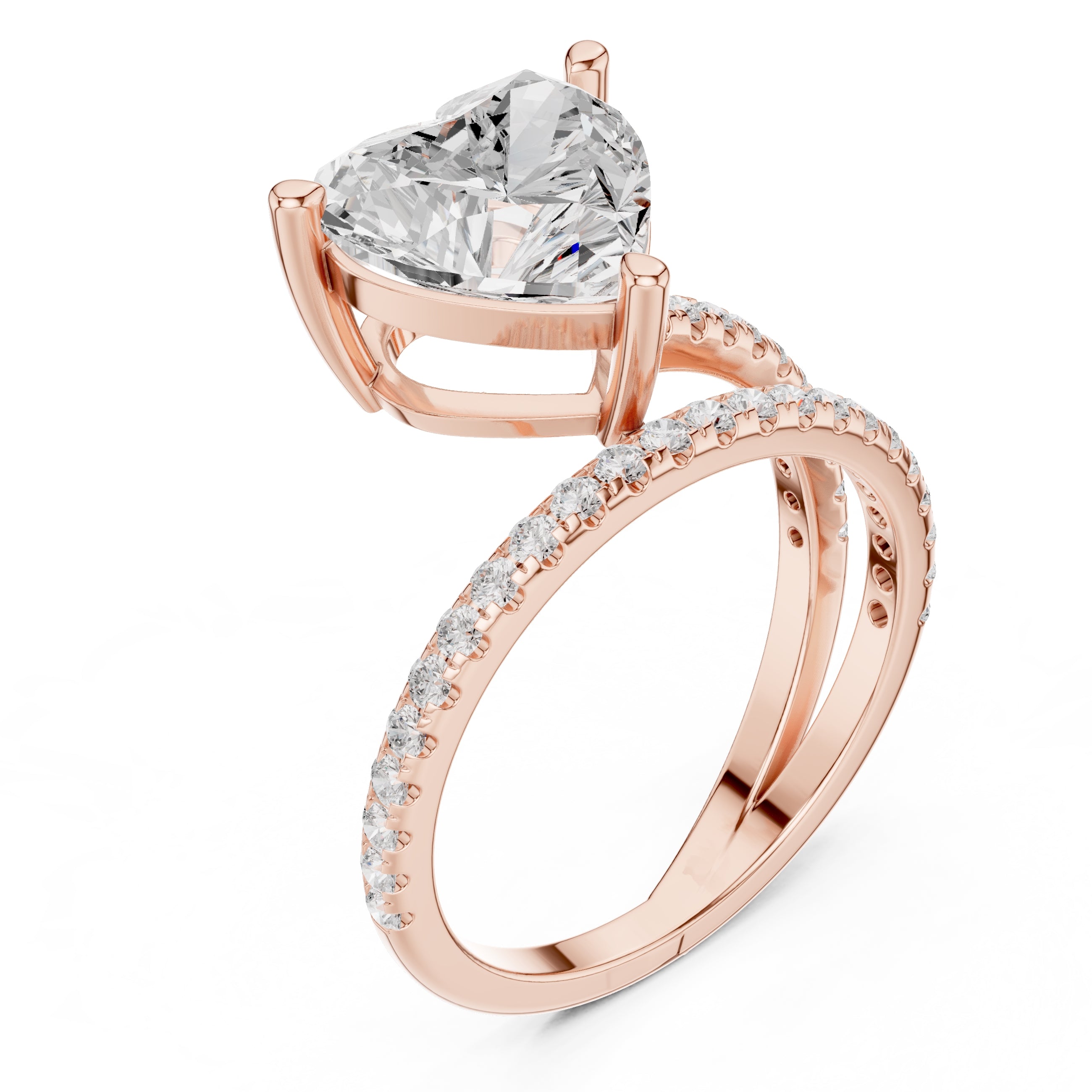 3.00 ct Intertwined Harmony Ring 3ct Rose Gold Heart