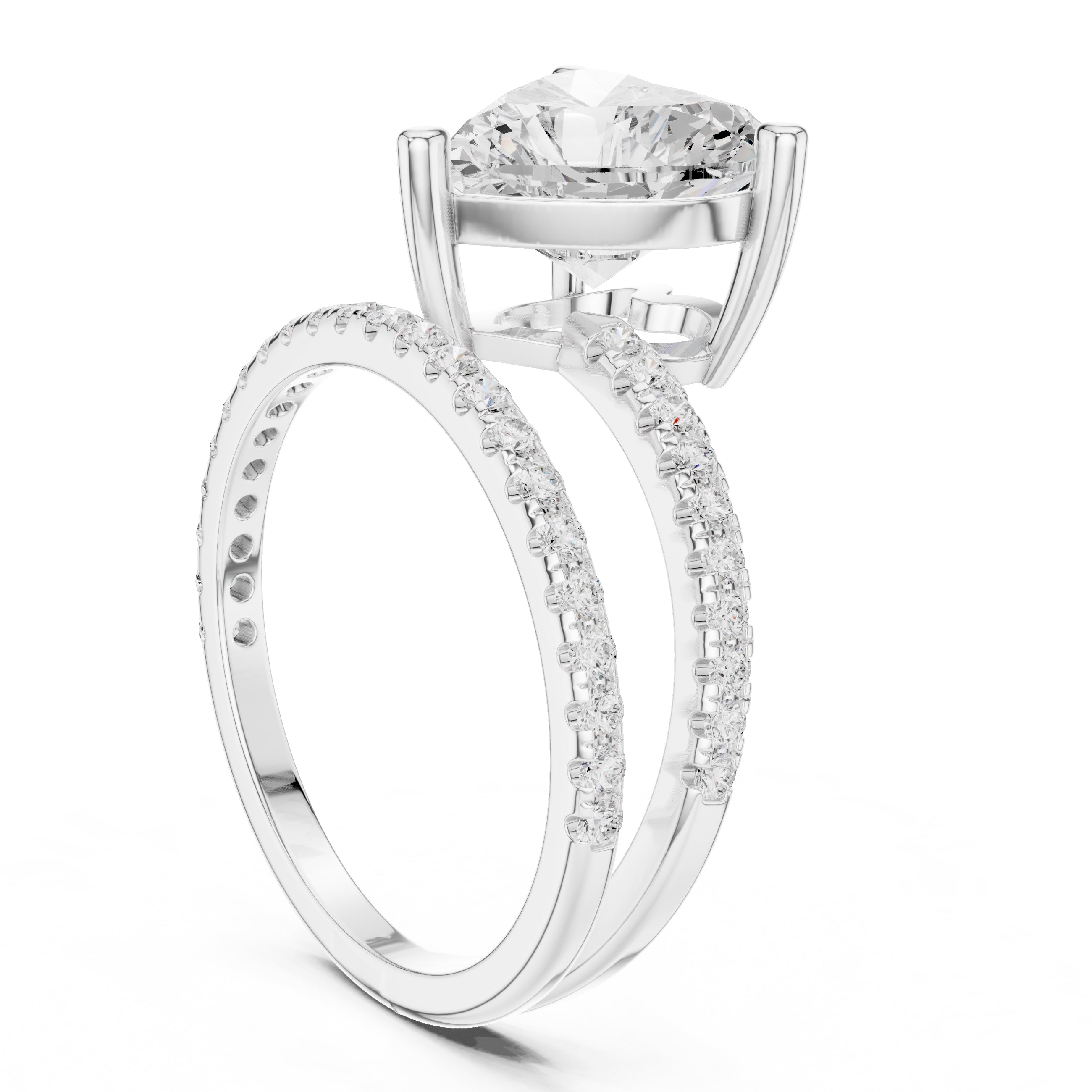 3.00 ct Intertwined Harmony Ring 3ct White Gold Heart