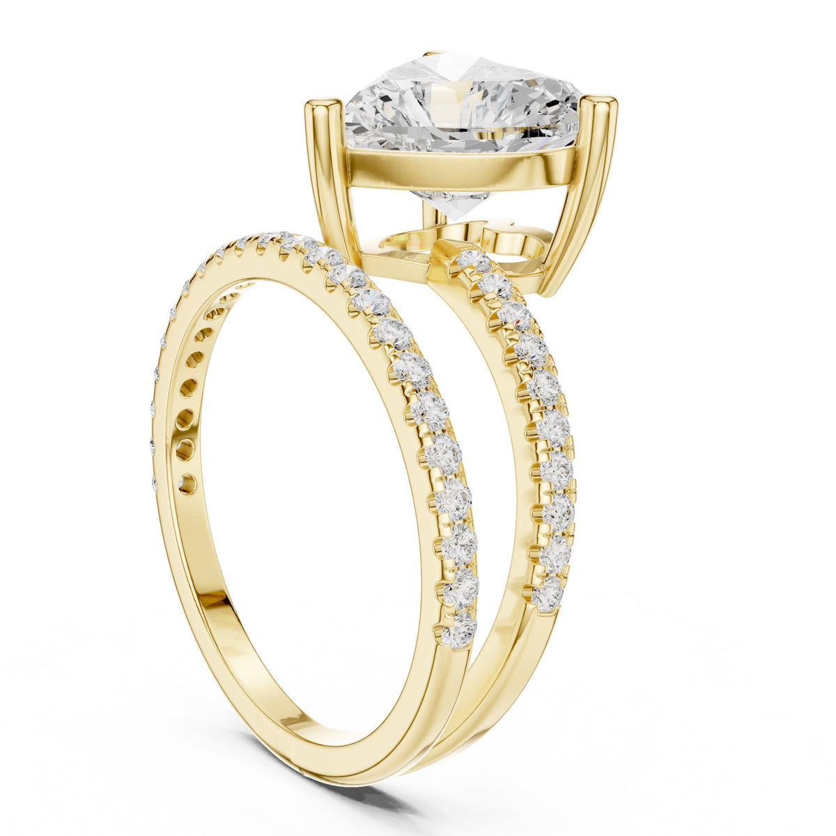 3.00 ct Intertwined Harmony Ring 3ct Yellow Gold Heart