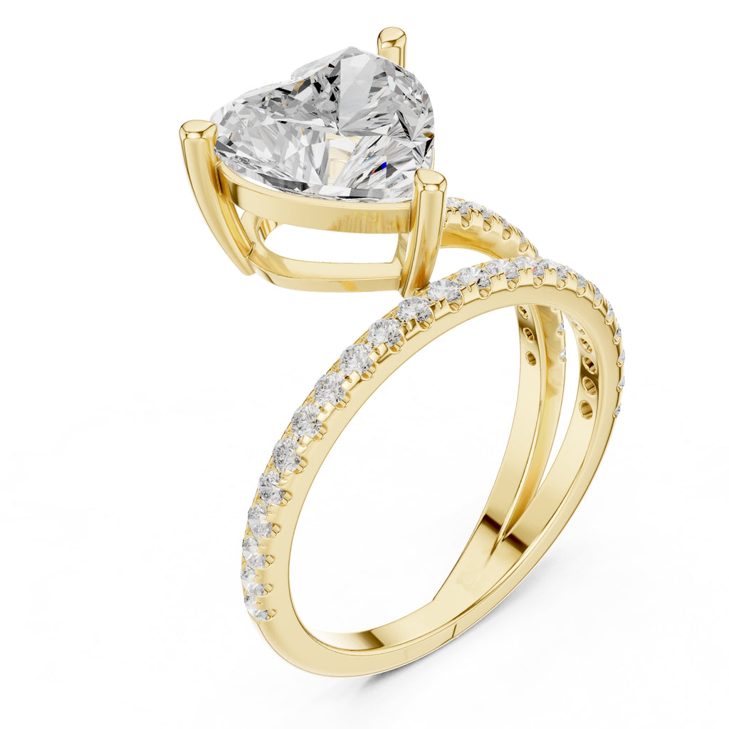 3.00 ct Intertwined Harmony Ring 3ct Yellow Gold Heart