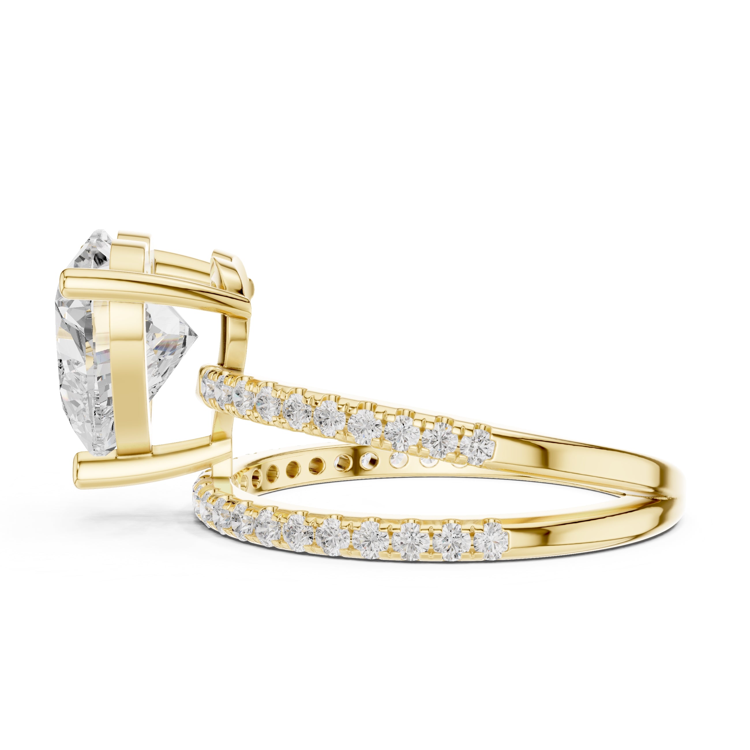 3.00 ct Intertwined Harmony Ring 3ct Yellow Gold Heart