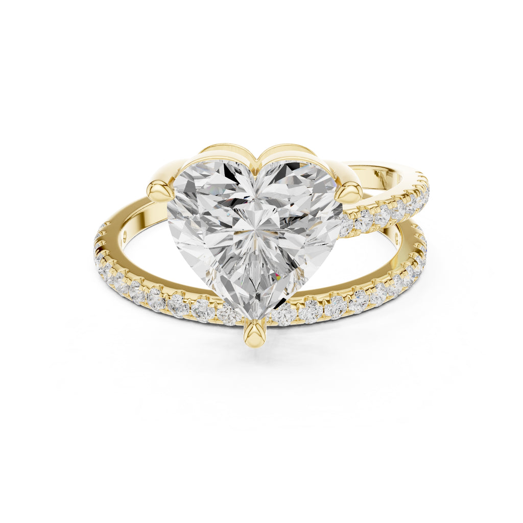 3.00 ct Intertwined Harmony Ring 3ct Yellow Gold Heart
