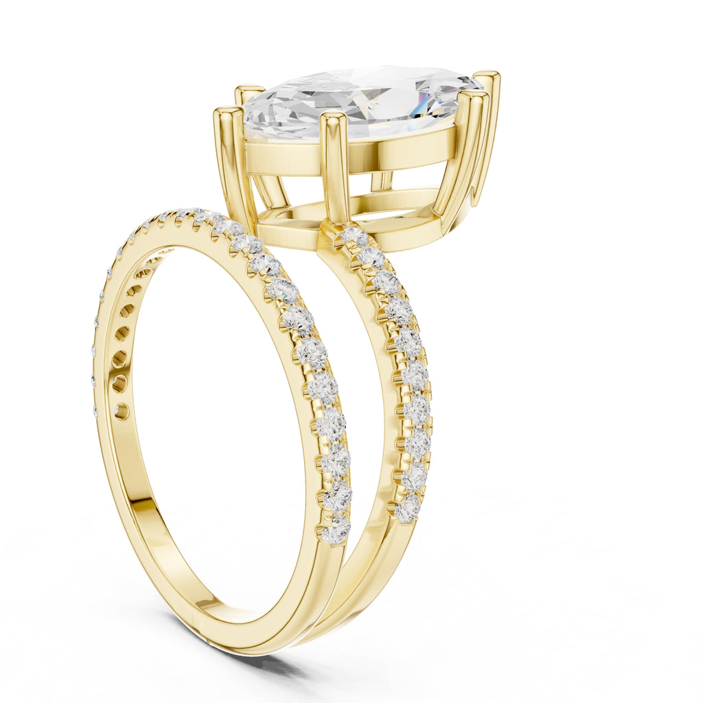 3.00 ct Intertwined Harmony Ring 3ct Yellow Gold Marquise