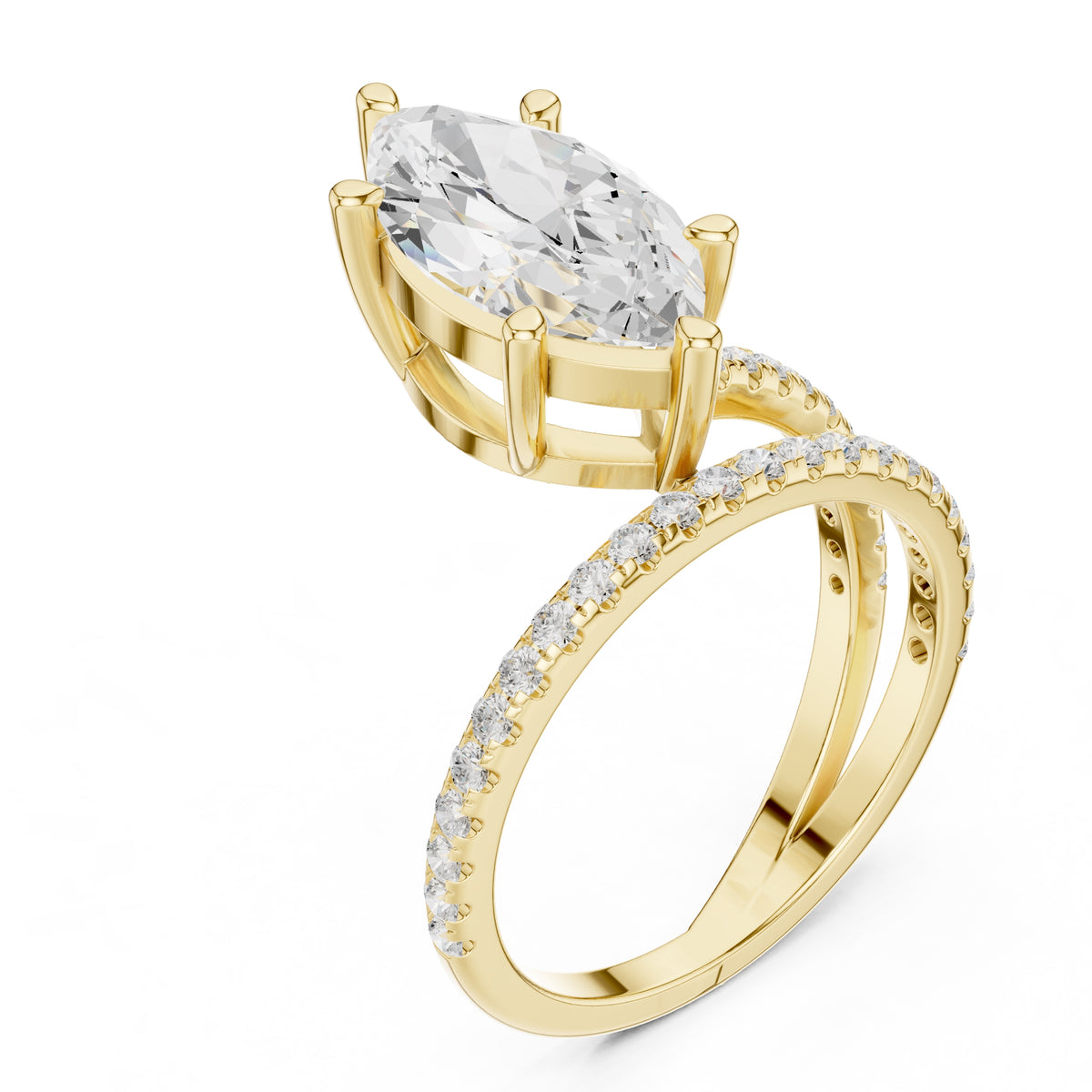3.00 ct Intertwined Harmony Ring 3ct Yellow Gold Marquise