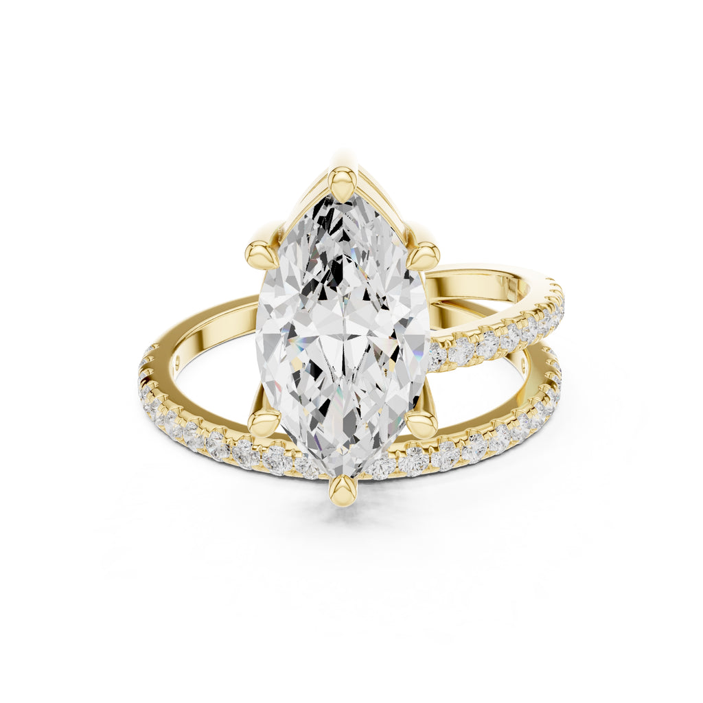 3.00 ct Intertwined Harmony Ring 3ct Yellow Gold Marquise