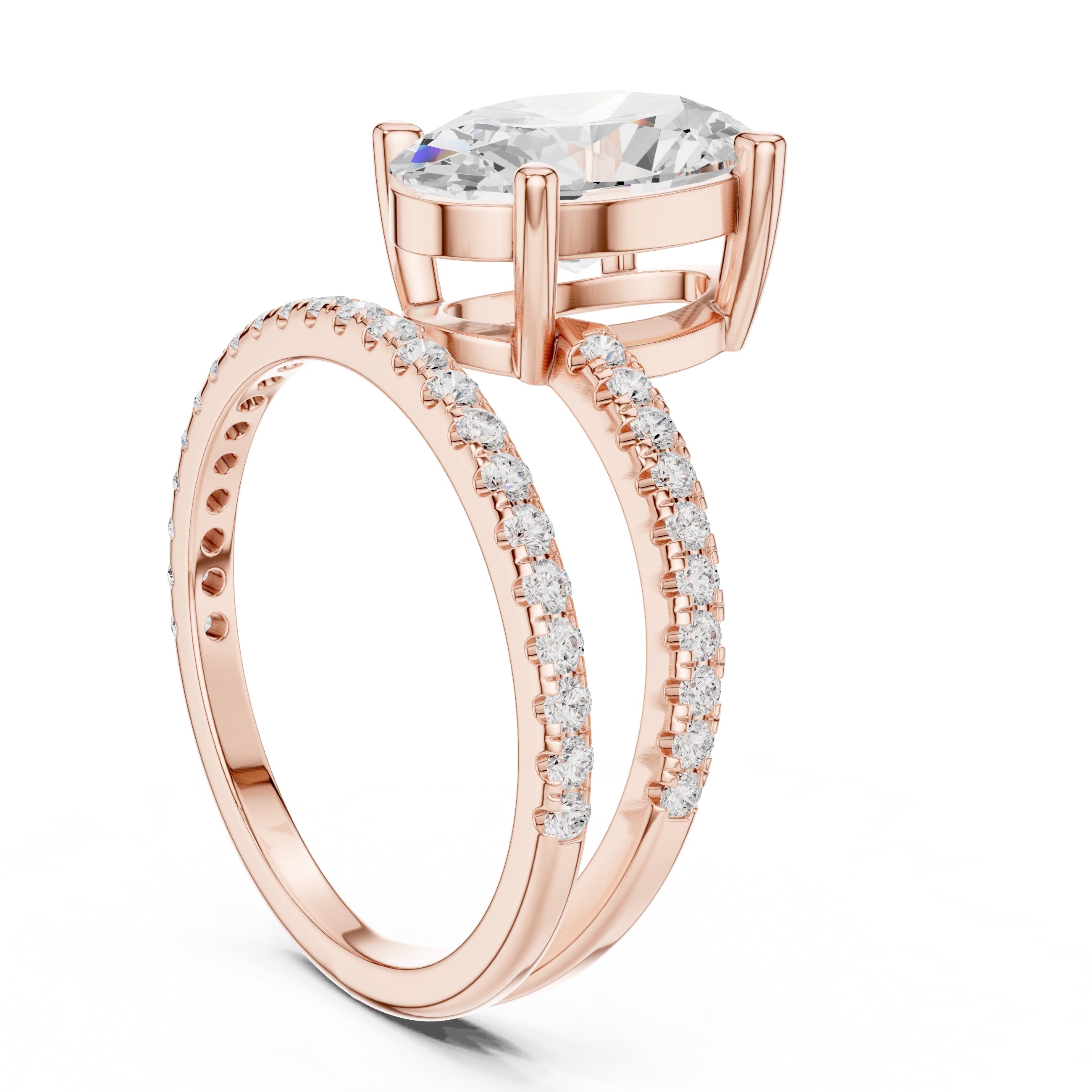 3.00 ct Intertwined Harmony Ring 3ct Rose Gold Oval