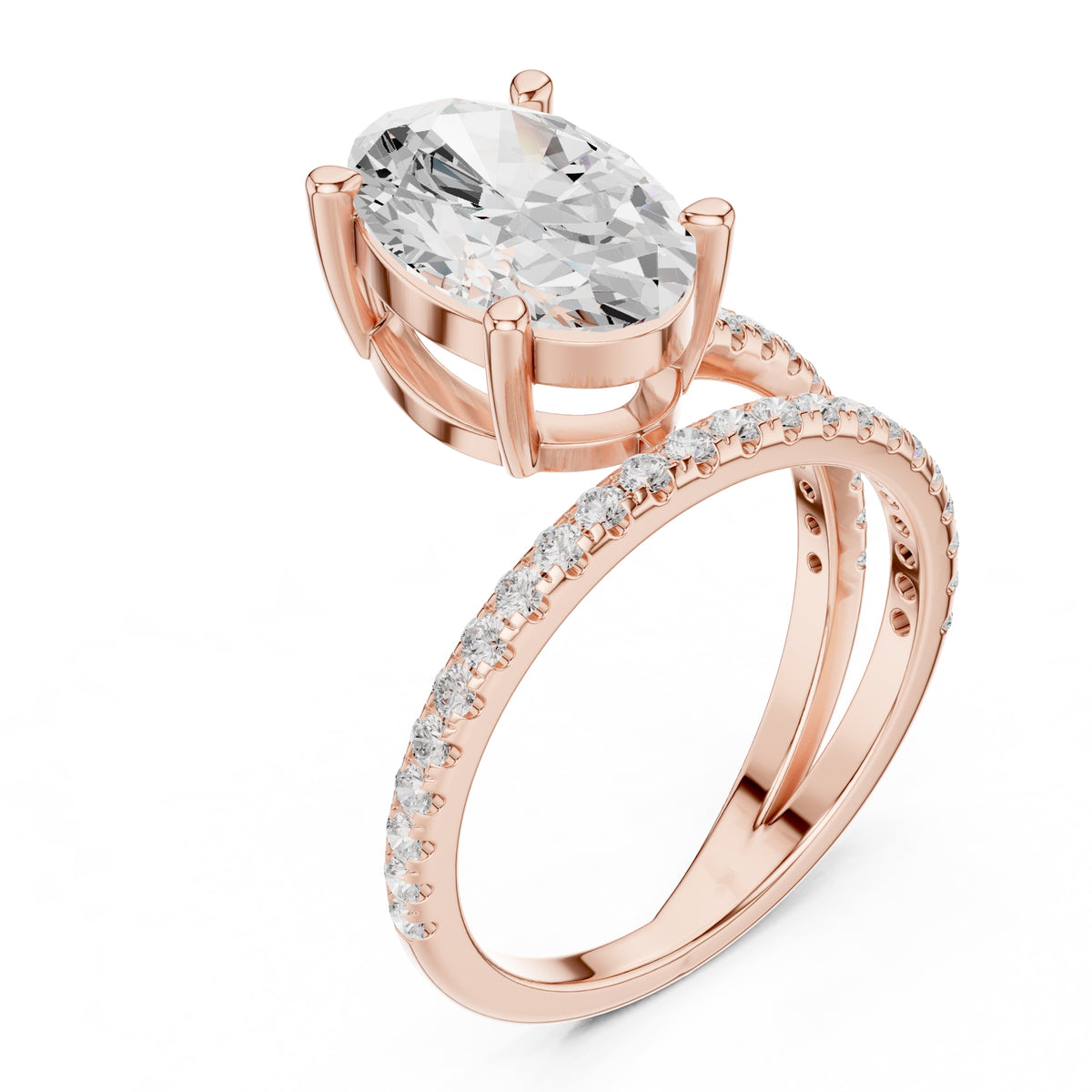 3.00 ct Intertwined Harmony Ring 3ct Rose Gold Oval