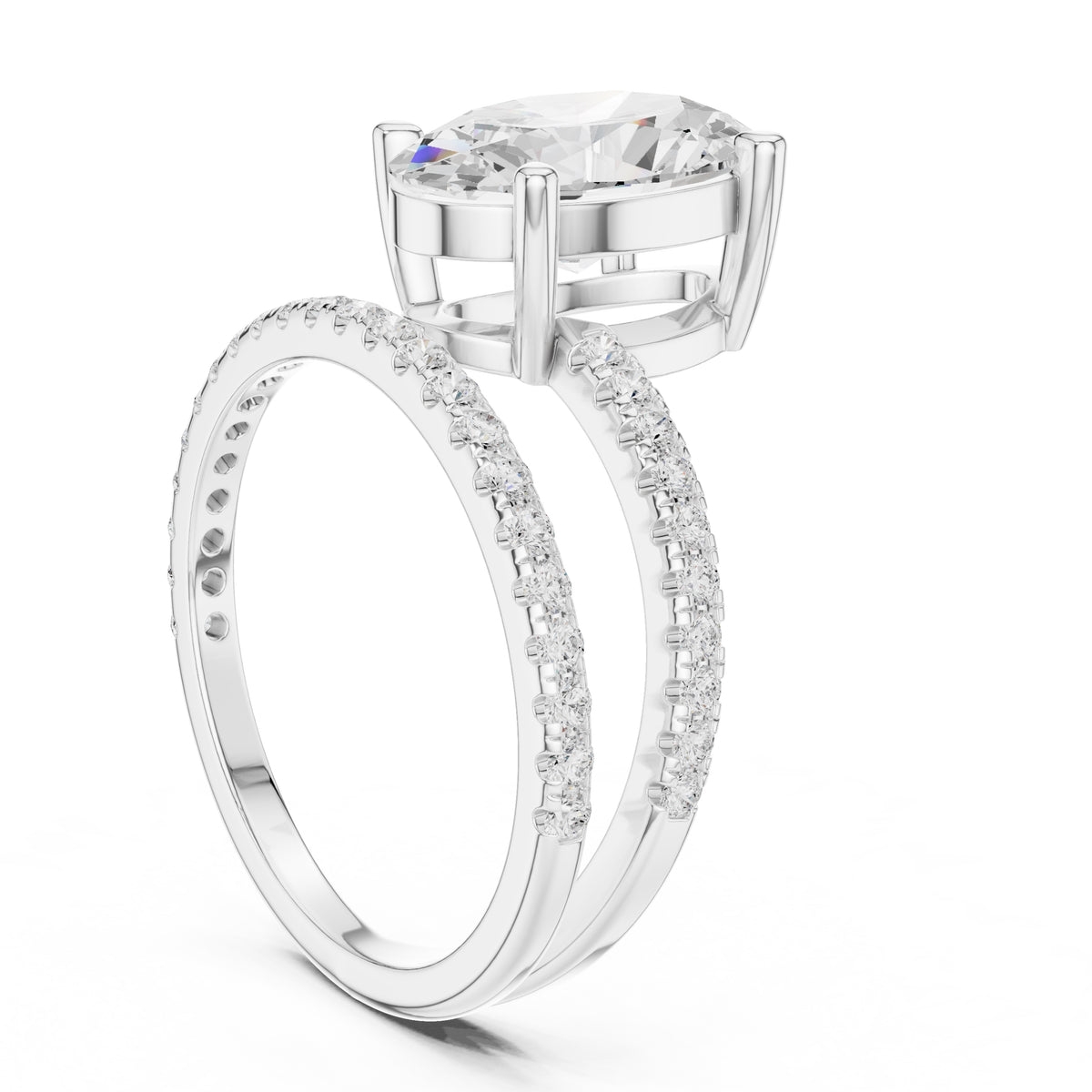 3.00 ct Intertwined Harmony Ring 3ct White Gold Oval