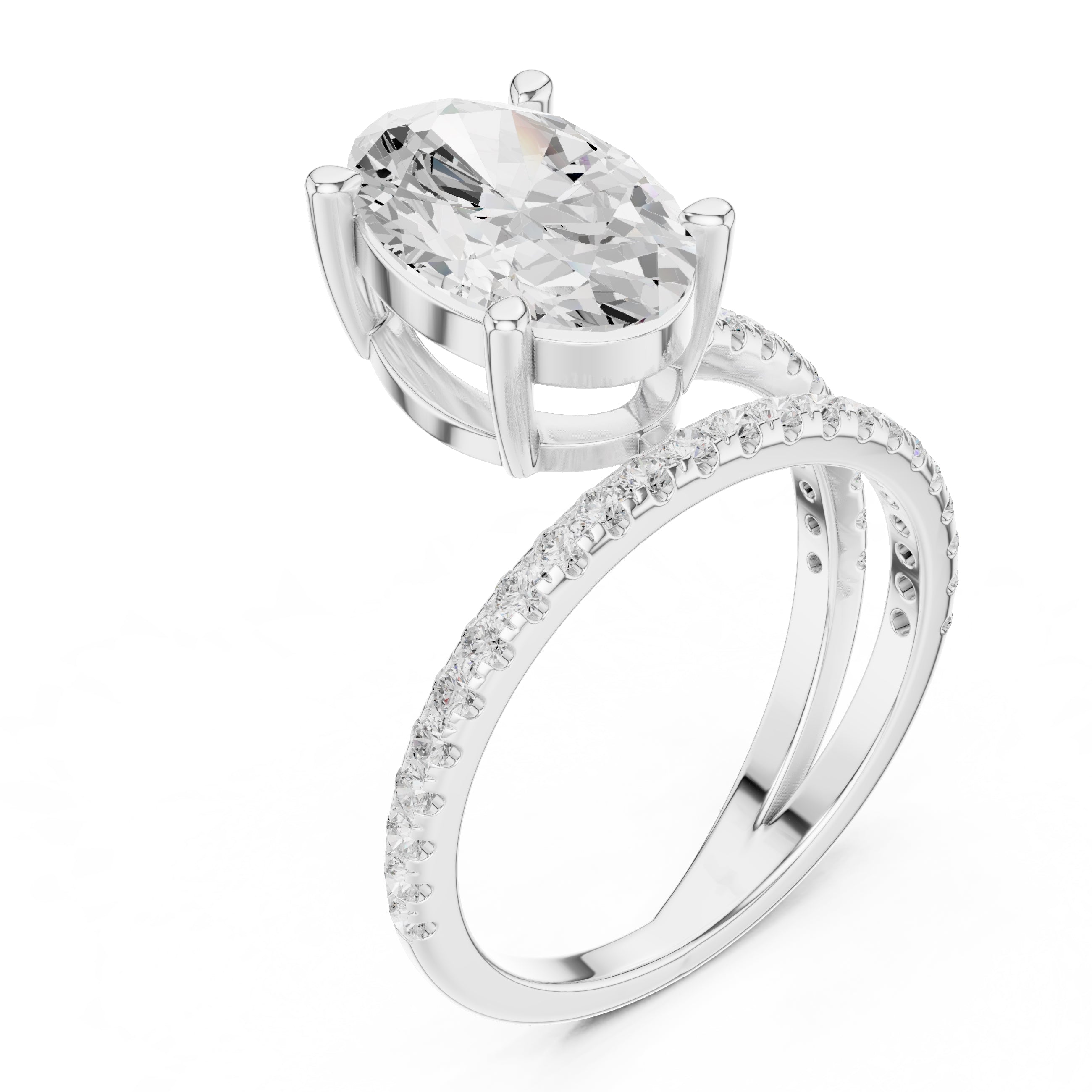 3.00 ct Intertwined Harmony Ring 3ct White Gold Oval