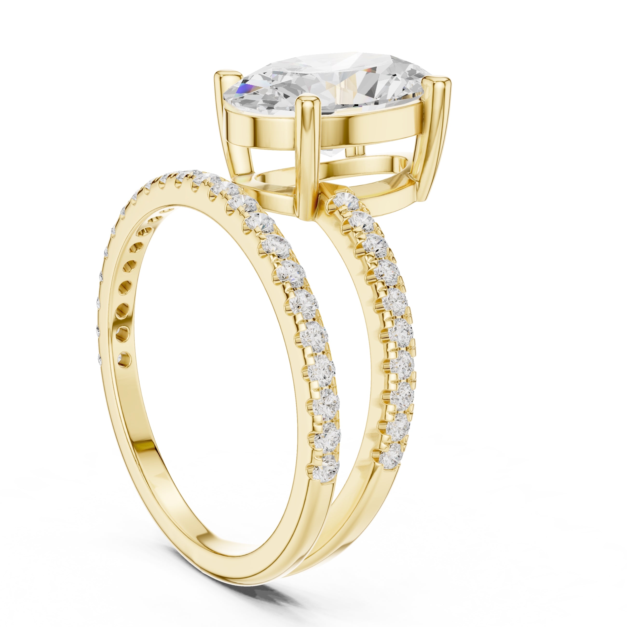 3.00 ct Intertwined Harmony Ring 3ct Yellow Gold Oval