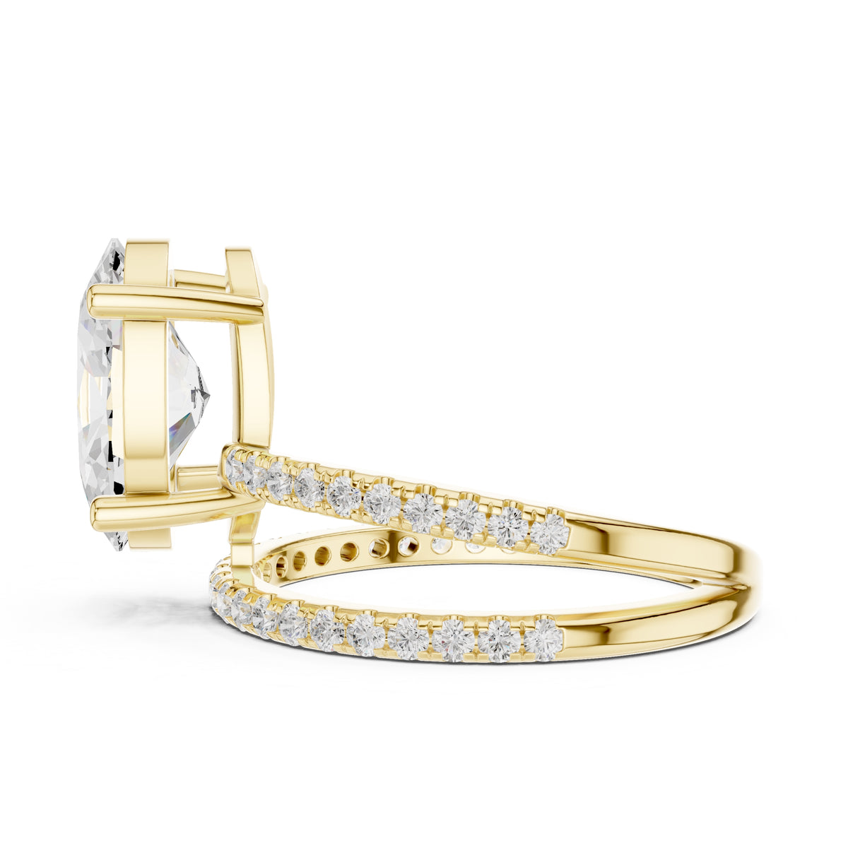 3.00 ct Intertwined Harmony Ring 3ct Yellow Gold Oval