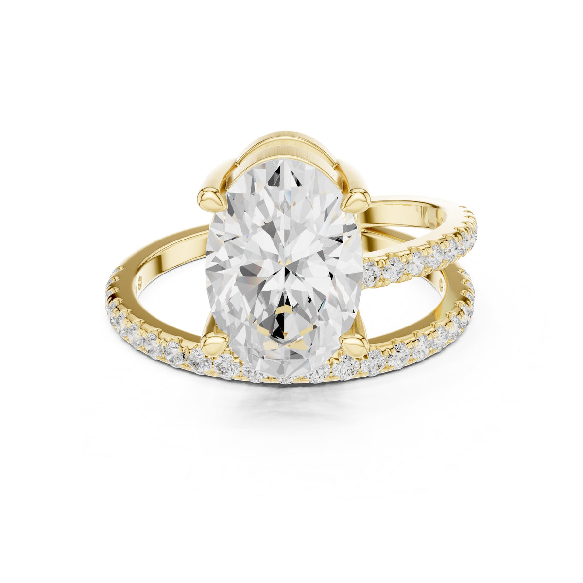 3.00 ct Intertwined Harmony Ring 3ct Yellow Gold Oval