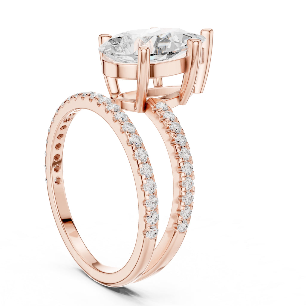 3.00 ct Intertwined Harmony Ring 3ct Rose Gold Pear