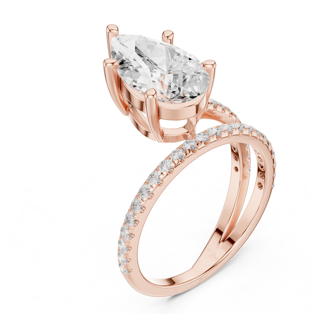 3.00 ct Intertwined Harmony Ring 3ct Rose Gold Pear