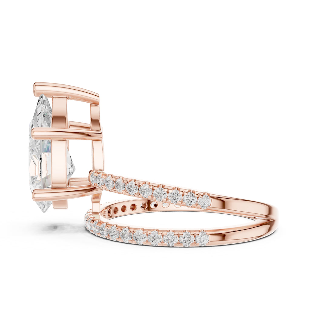 3.00 ct Intertwined Harmony Ring 3ct Rose Gold Pear