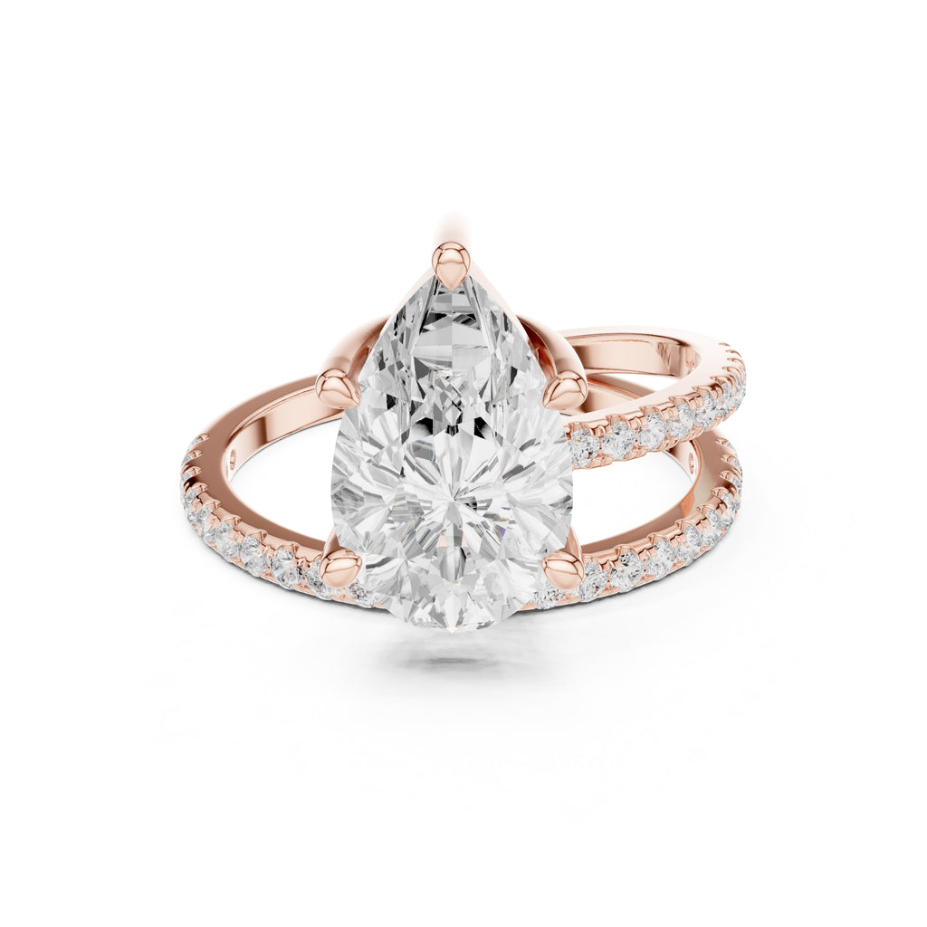3.00 ct Intertwined Harmony Ring 3ct Rose Gold Pear
