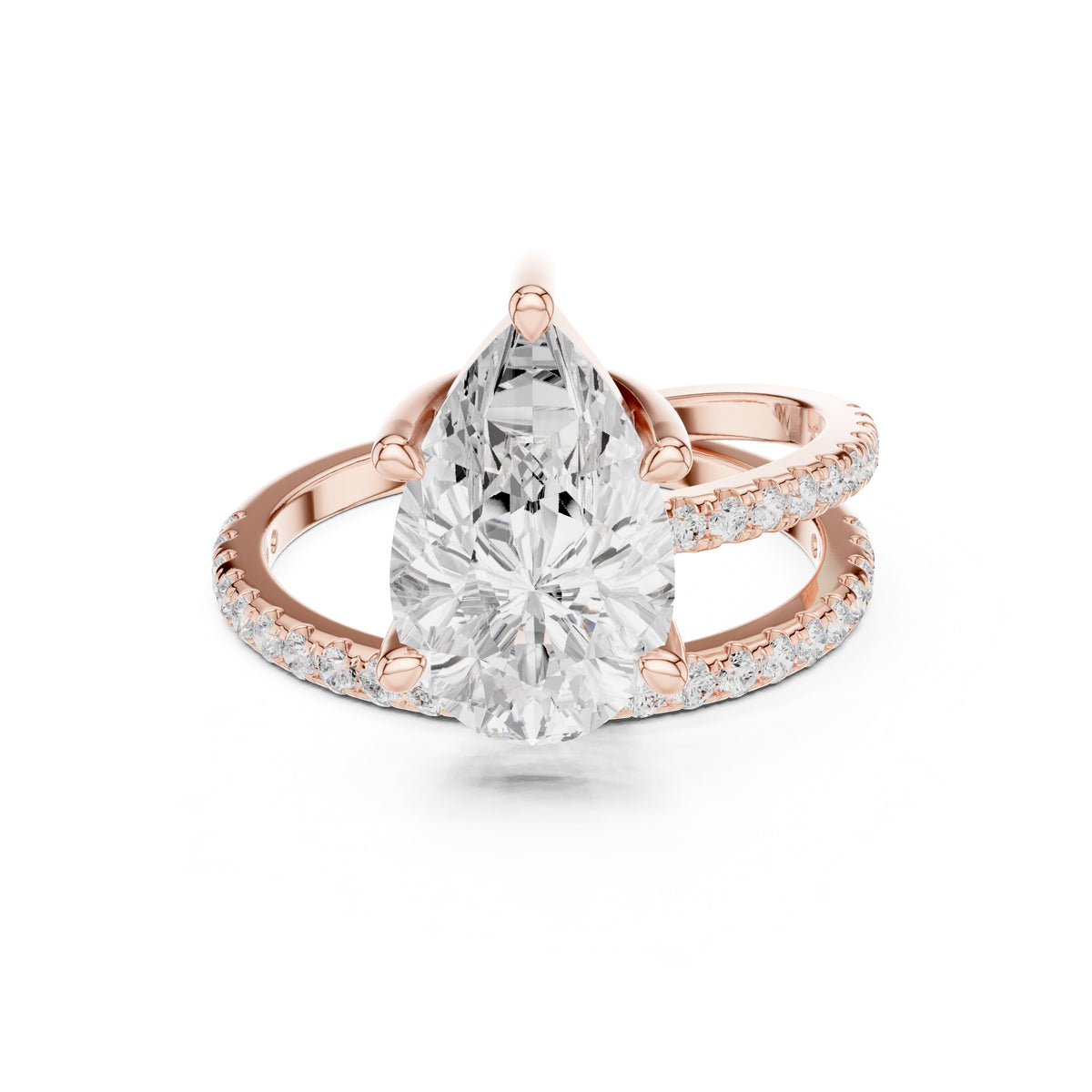 3.00 ct Intertwined Harmony Ring 3ct Rose Gold Pear
