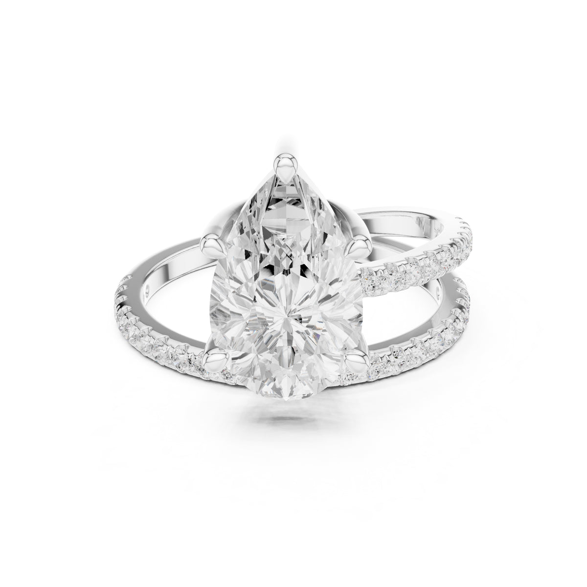 3.00 ct Intertwined Harmony Ring White Gold Pear