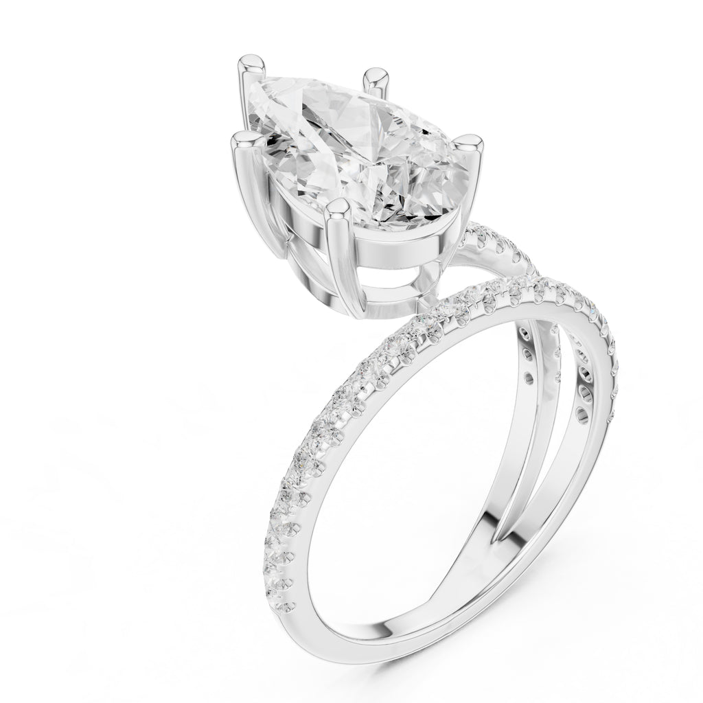3.00 ct Intertwined Harmony Ring 3ct White Gold Pear